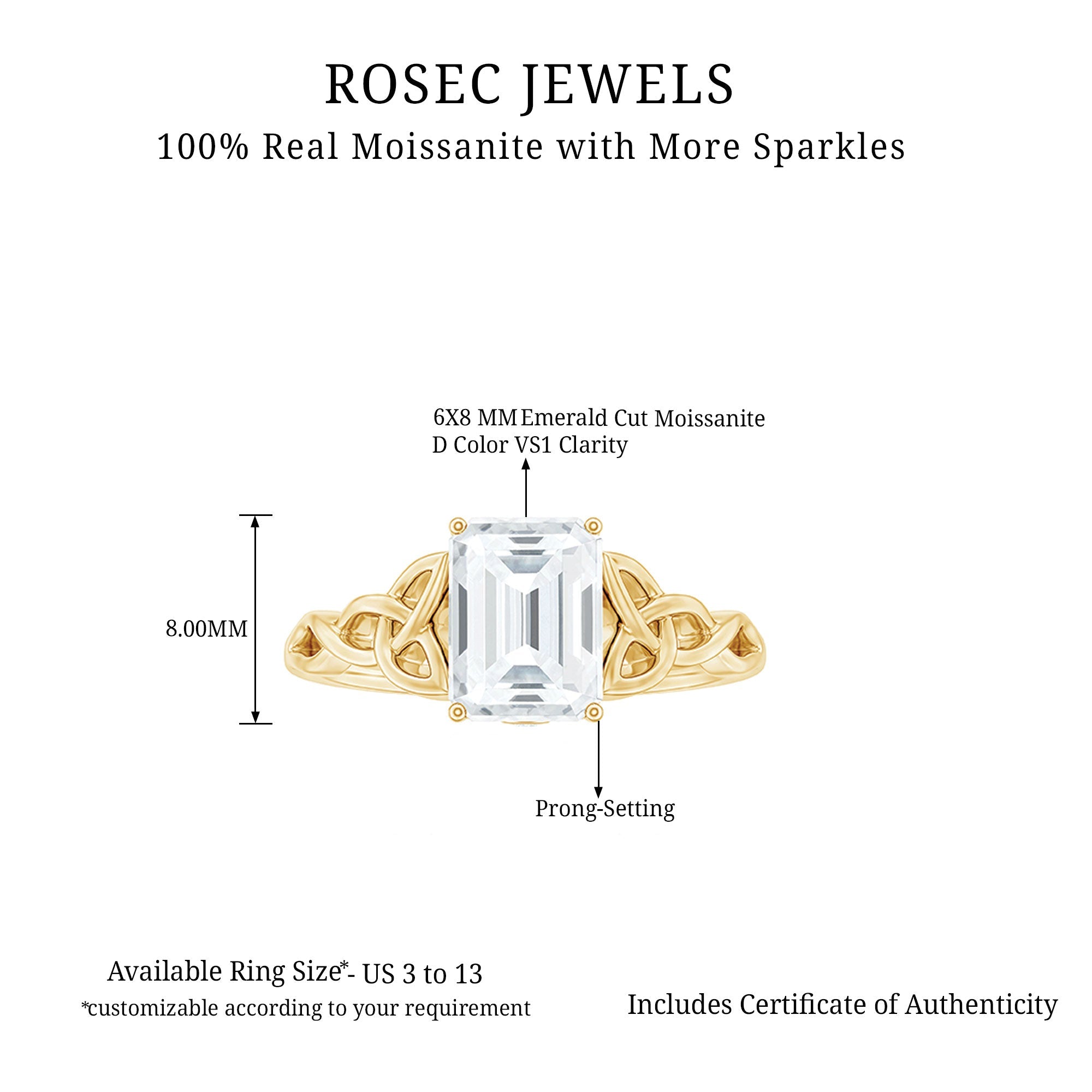 2 CT Moissanite Engagement Ring with Celtic Details
