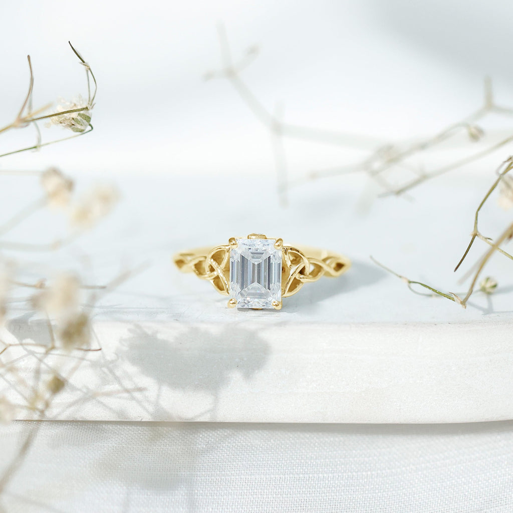 2 CT Moissanite Engagement Ring with Celtic Details