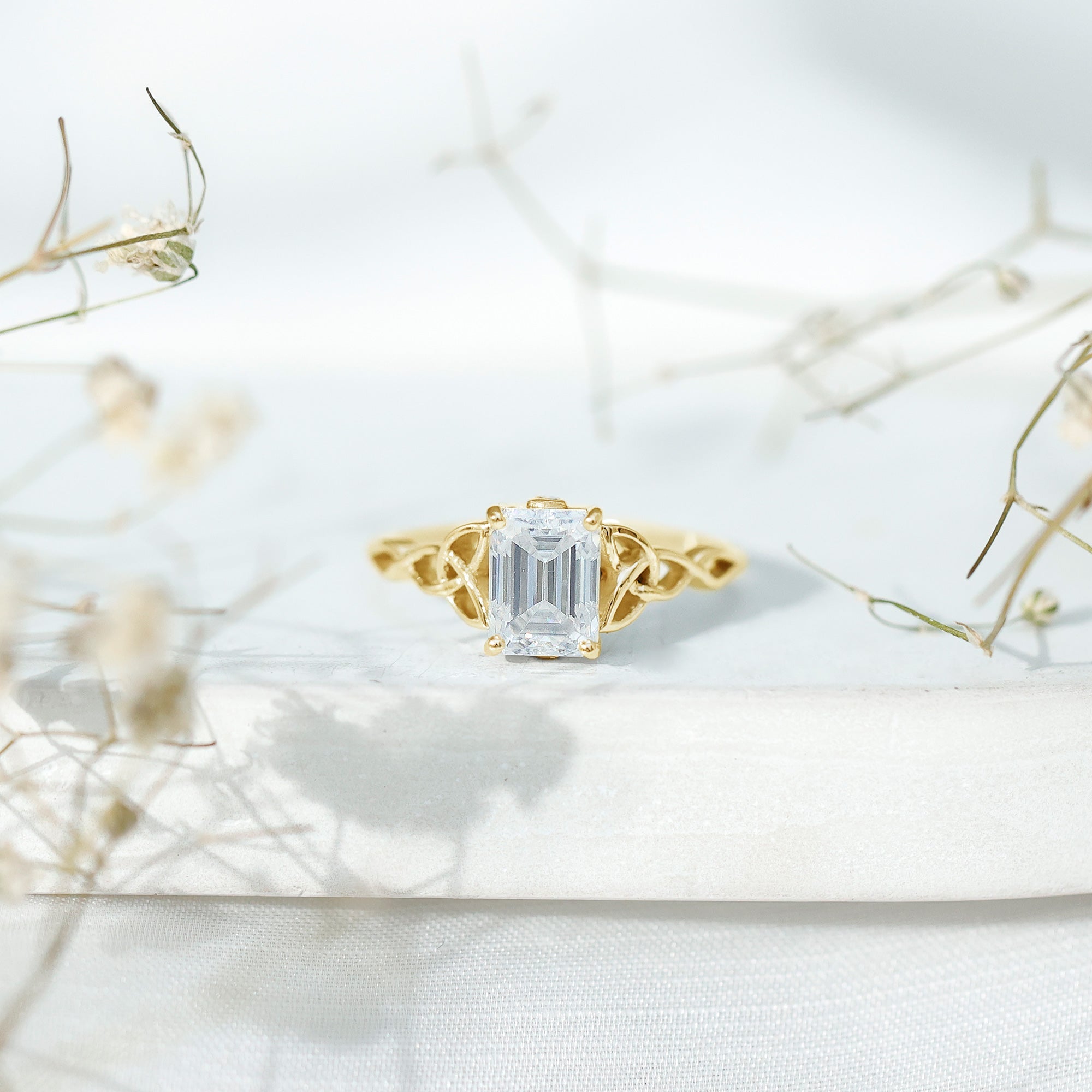 2 CT Moissanite Engagement Ring with Celtic Details