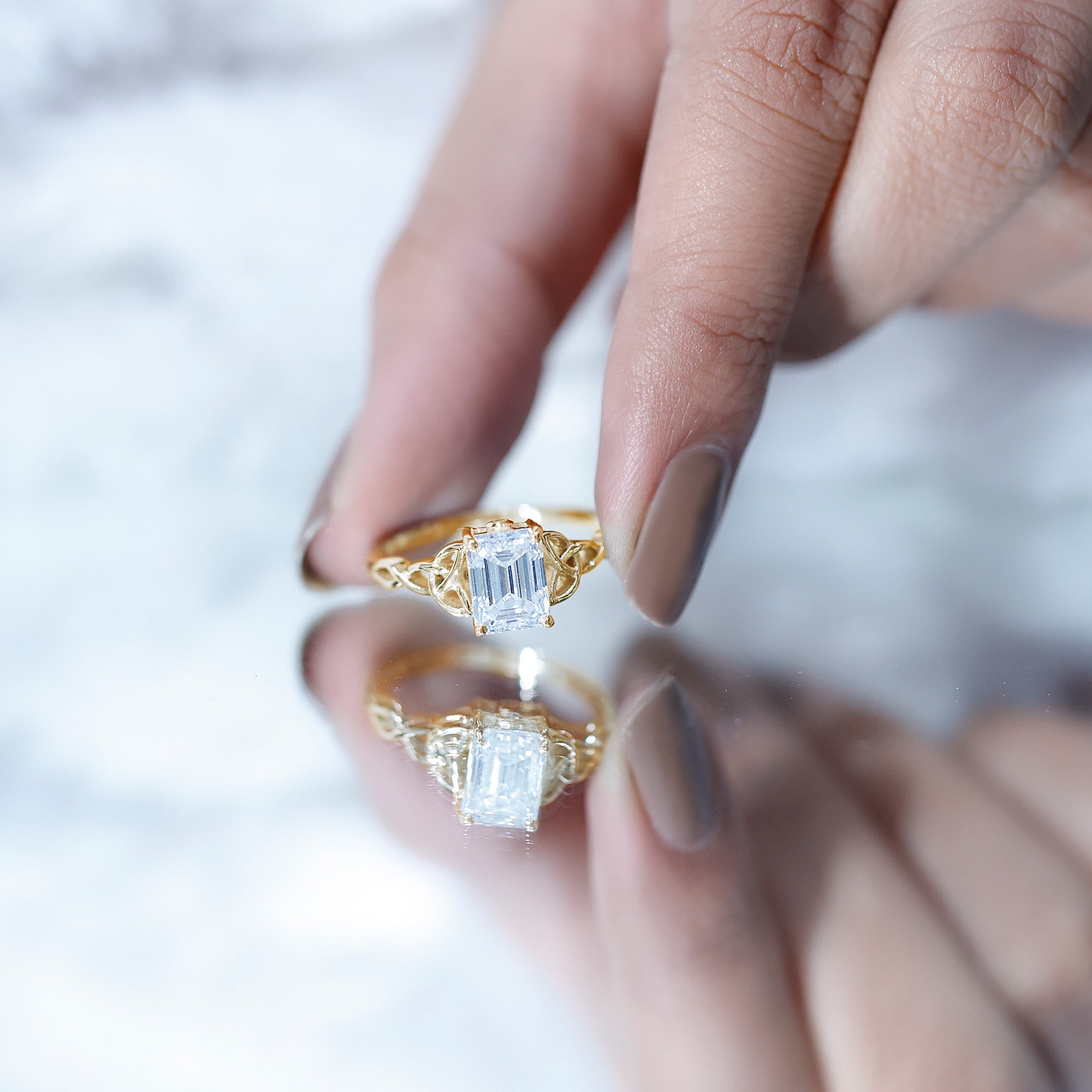 2 CT Moissanite Engagement Ring with Celtic Details