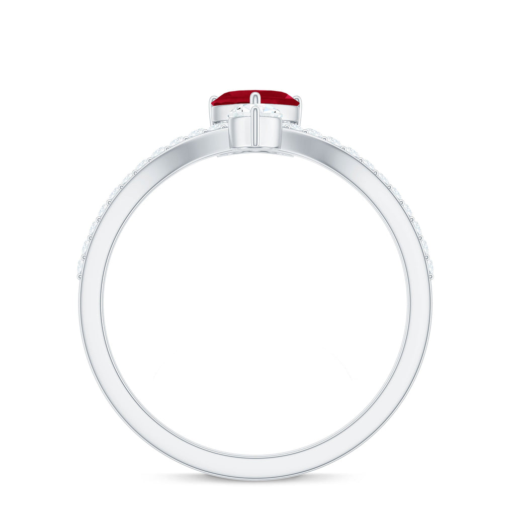 Designer Ruby Heart Engagement Ring with Diamond