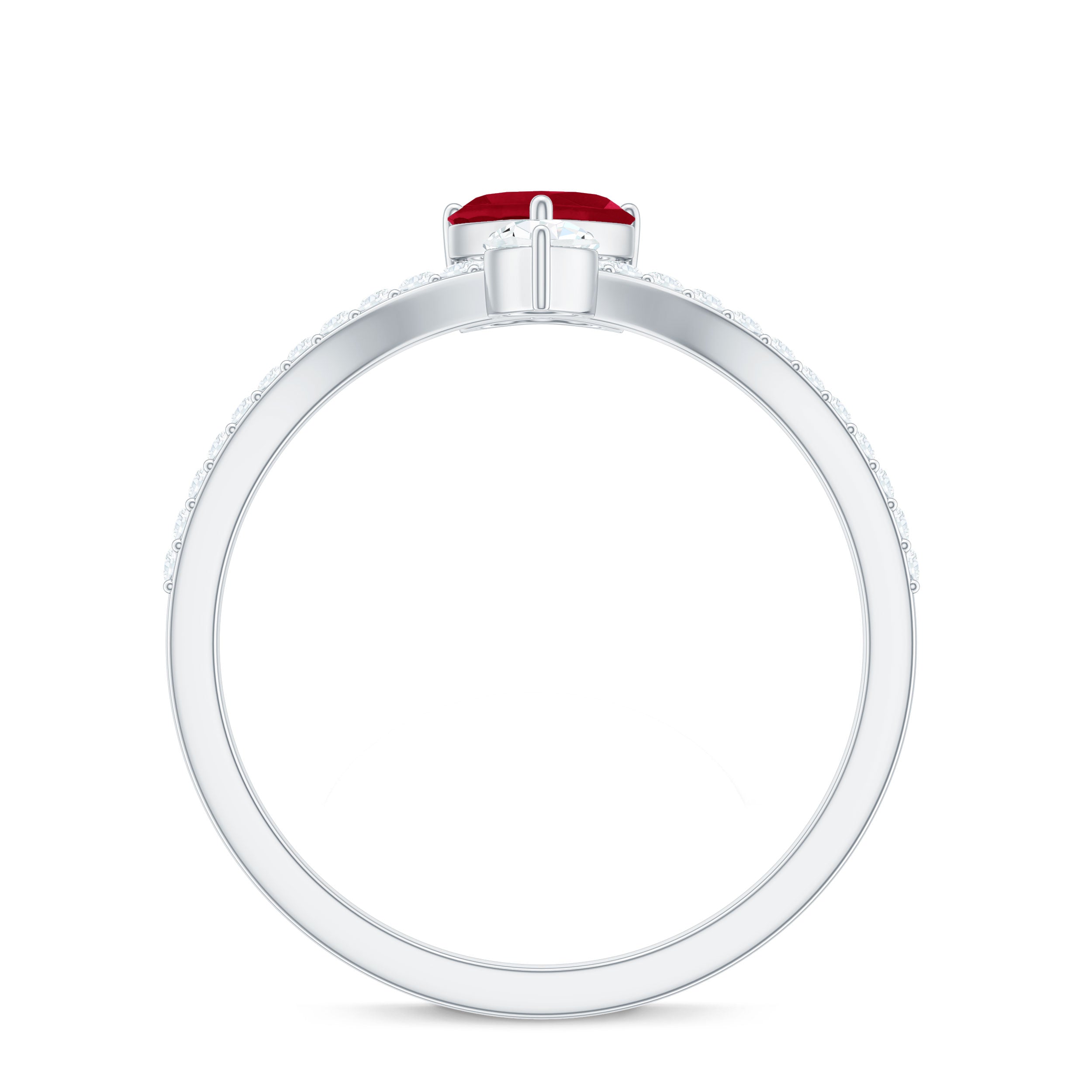 Designer Ruby Heart Engagement Ring with Diamond