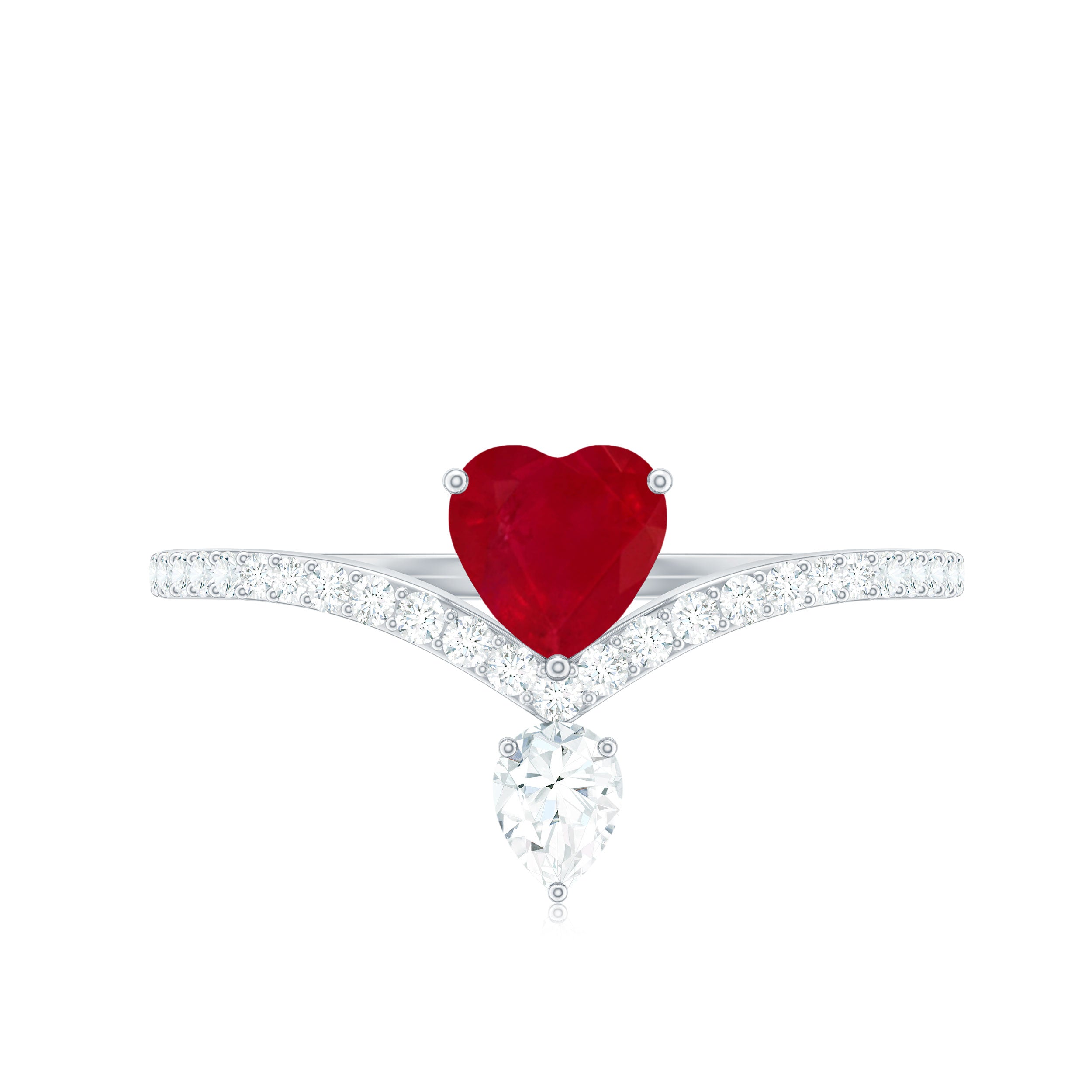 Designer Ruby Heart Engagement Ring with Diamond