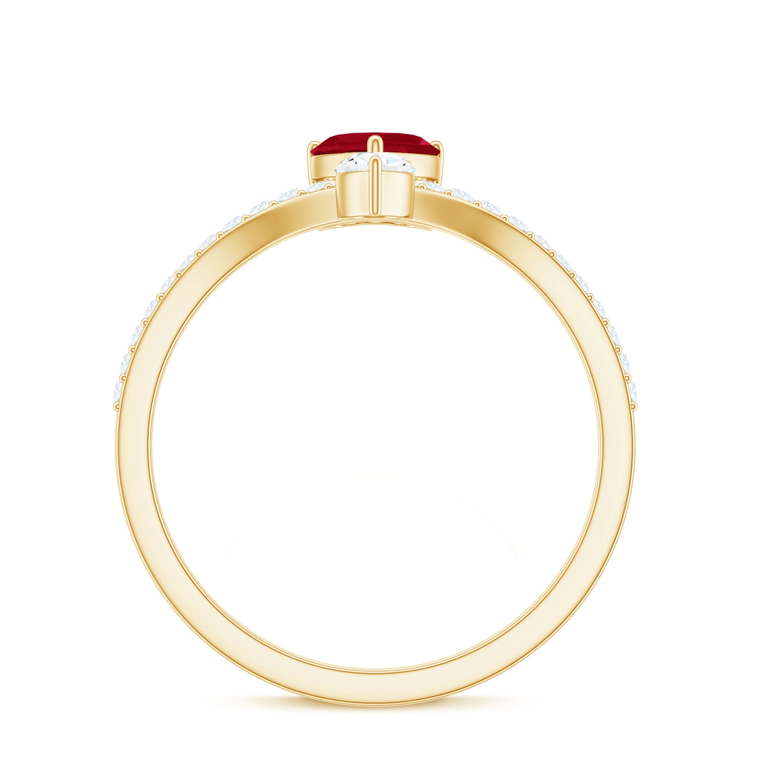 Designer Ruby Heart Engagement Ring with Diamond