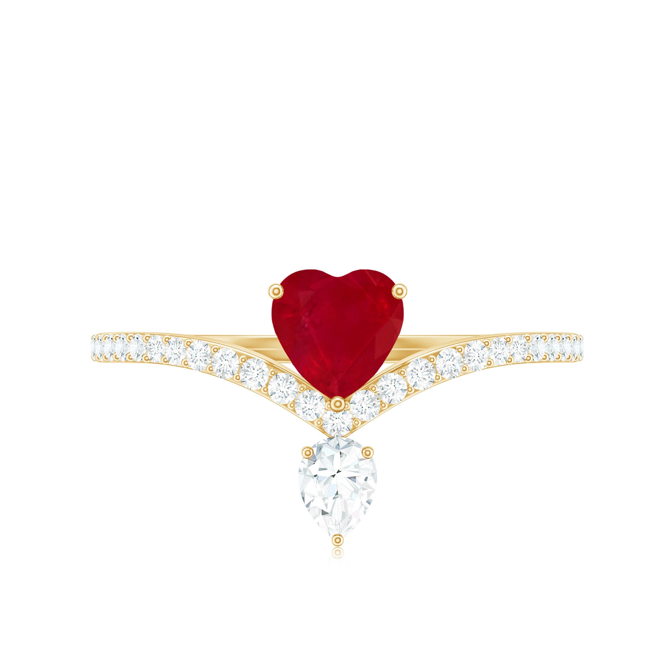 Designer Ruby Heart Engagement Ring with Diamond