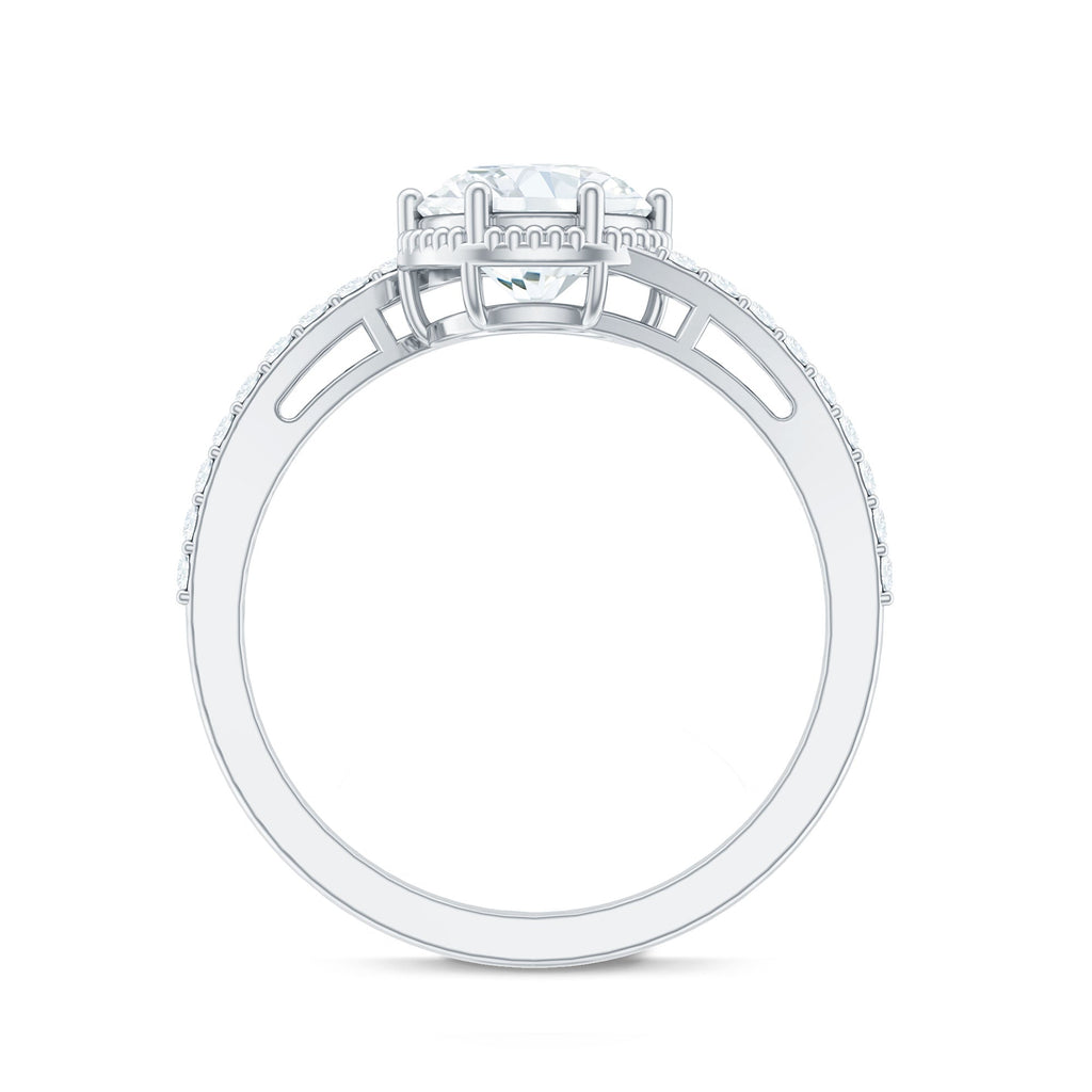 Round Cut Solitaire Zircon Bypass Engagement Ring