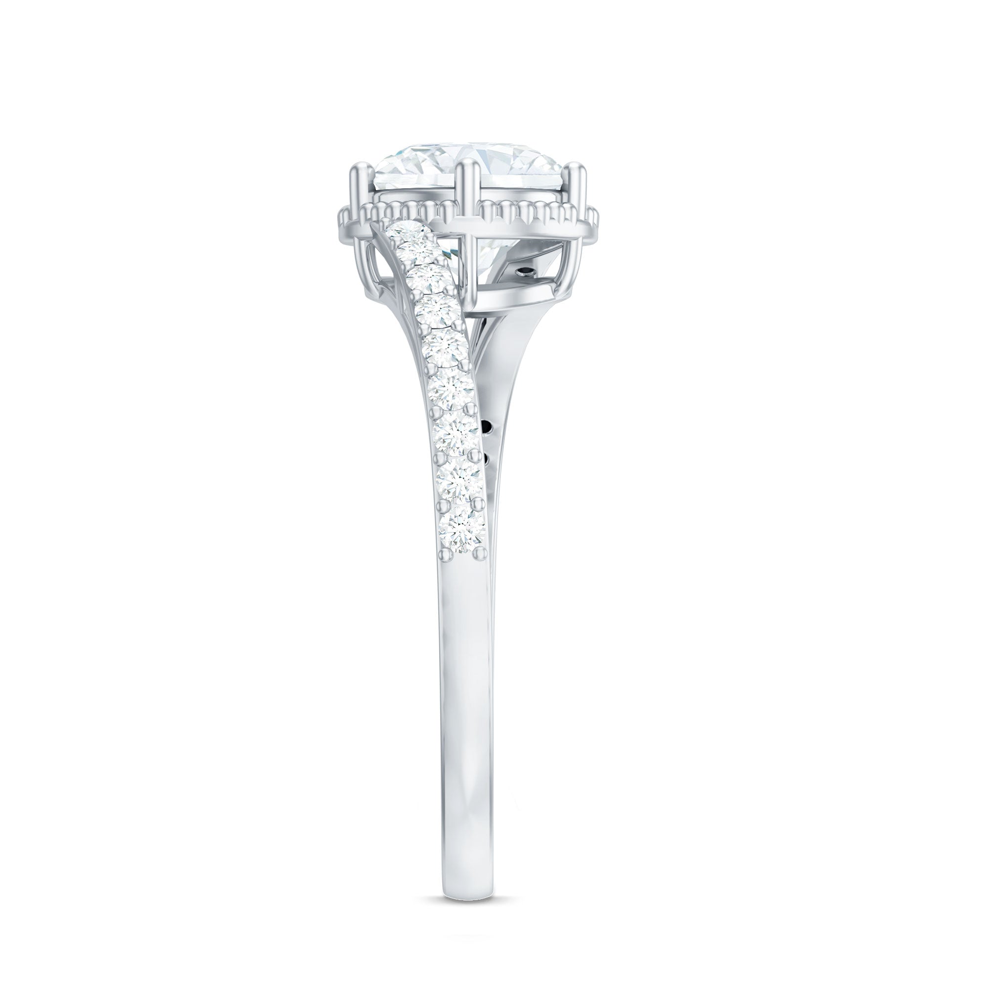Round Cut Solitaire Zircon Bypass Engagement Ring