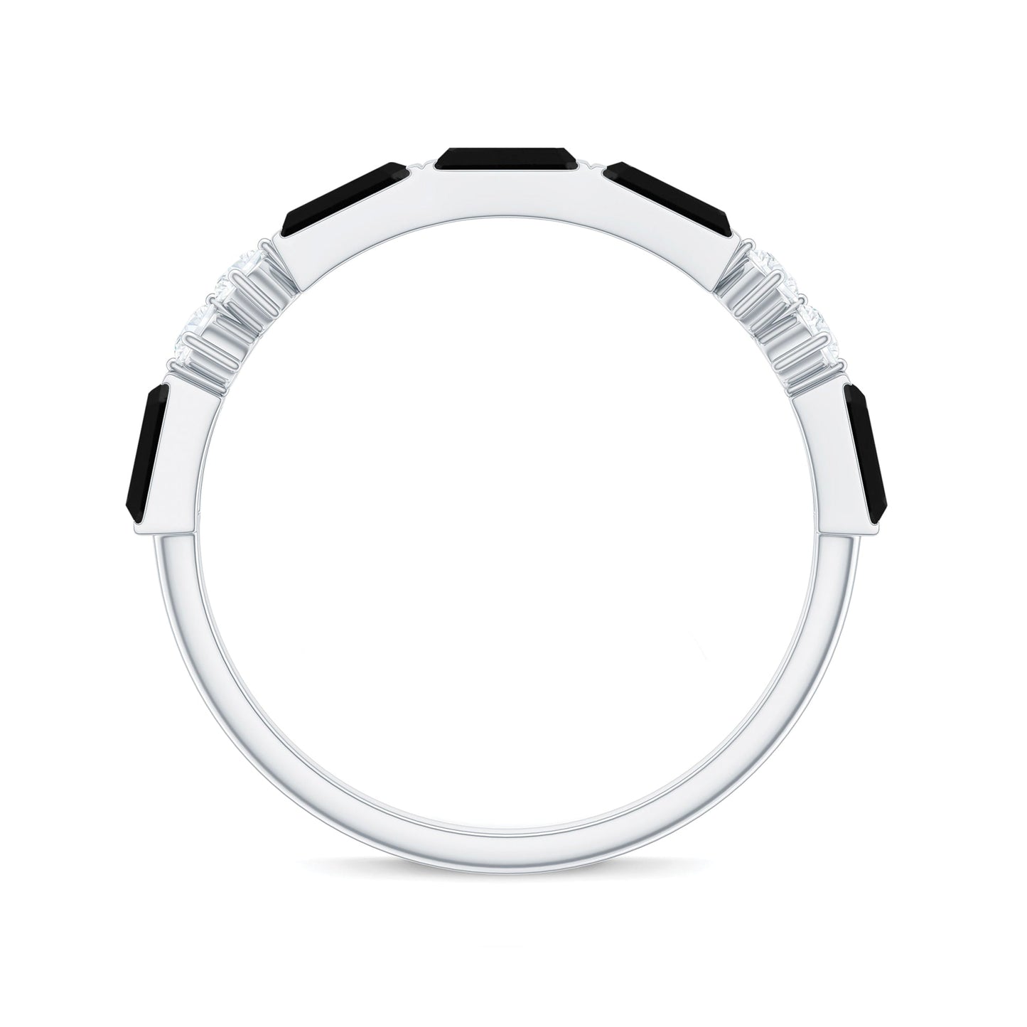 1 CT Baguette Cut Created Black Diamond Half Eternity Ring with Diamond