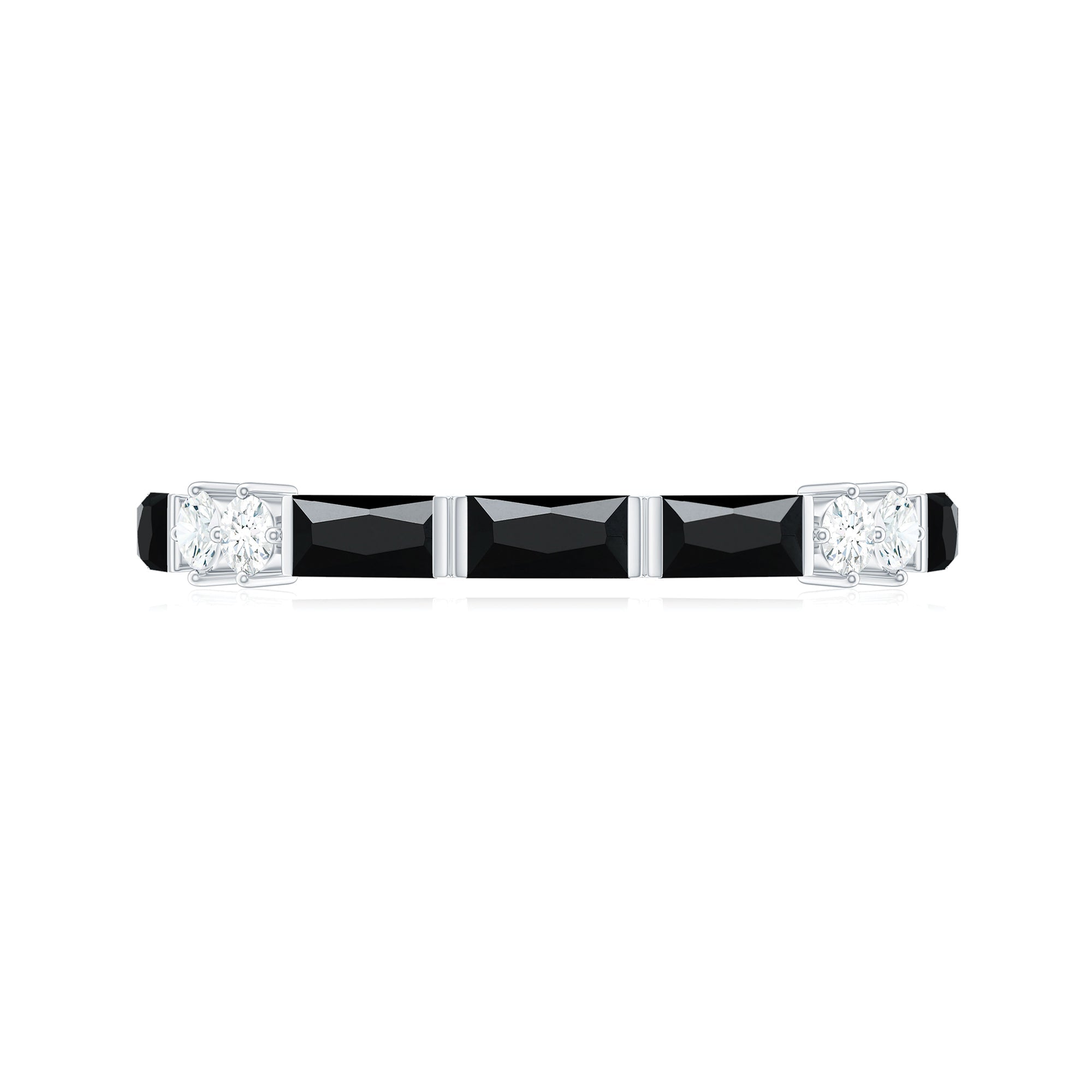 1 CT Baguette Cut Created Black Diamond Half Eternity Ring with Diamond