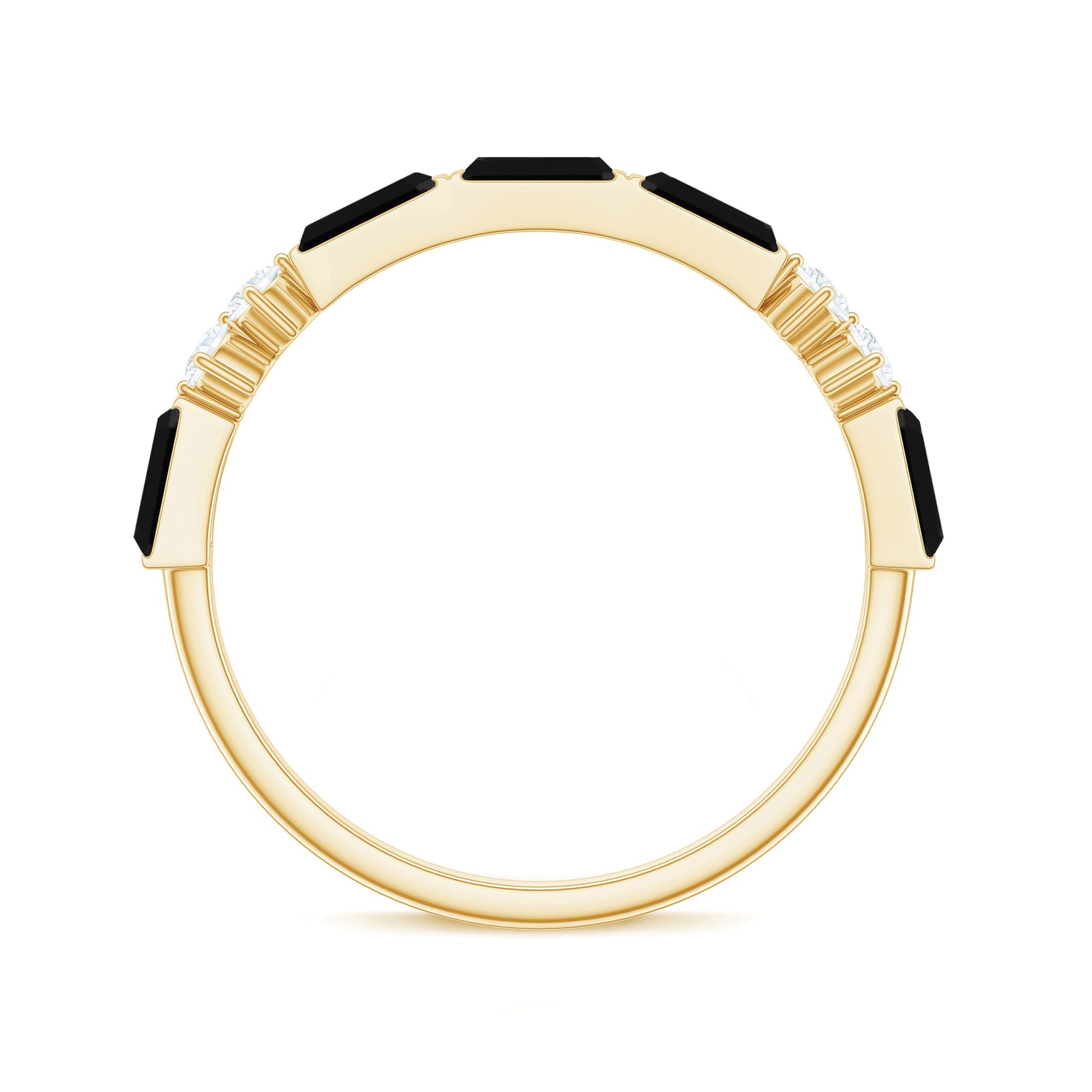 1 CT Baguette Cut Created Black Diamond Half Eternity Ring with Diamond