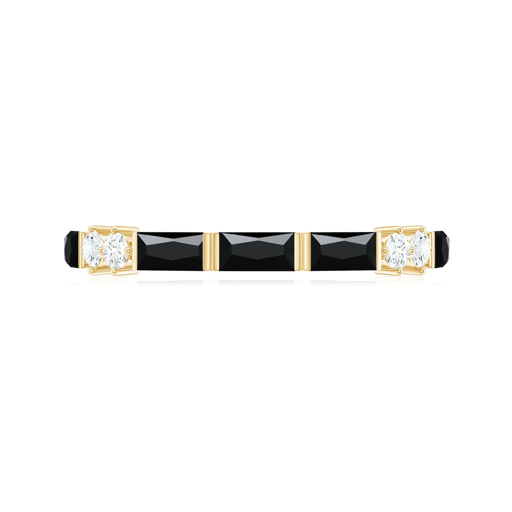 1 CT Baguette Cut Created Black Diamond Half Eternity Ring with Diamond