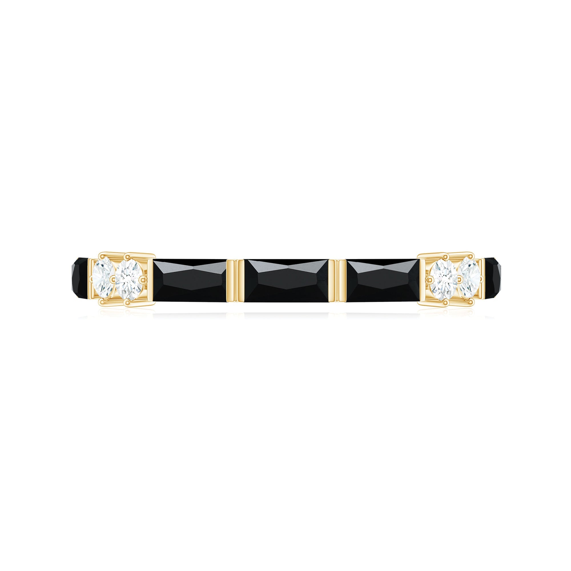 1 CT Baguette Cut Created Black Diamond Half Eternity Ring with Diamond