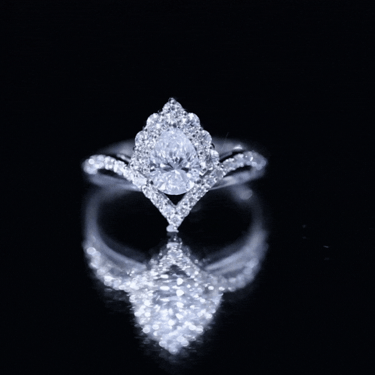 5X7 MM Pear Shaped Certified Moissanite Designer Engagement Ring