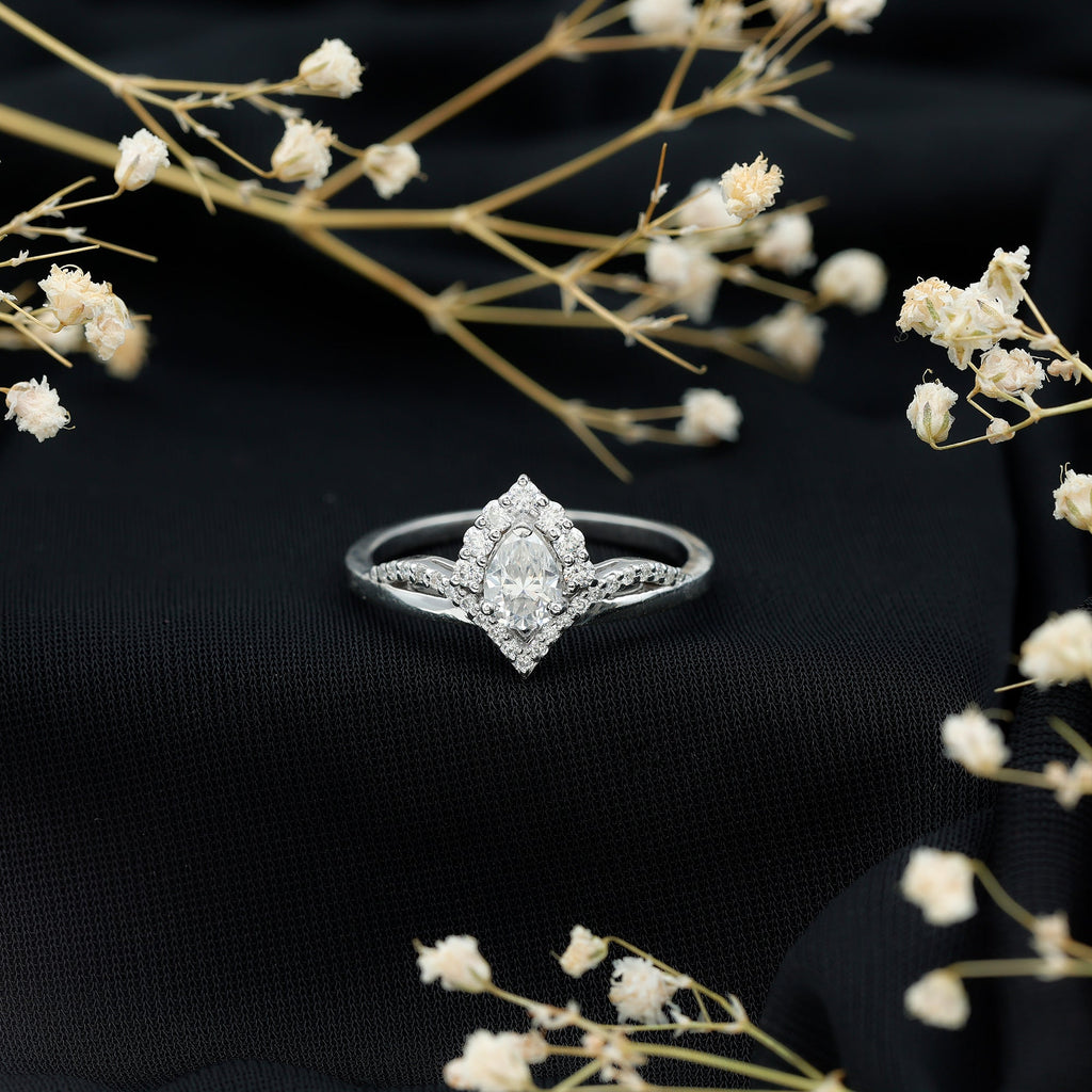 5X7 MM Pear Shaped Certified Moissanite Designer Engagement Ring