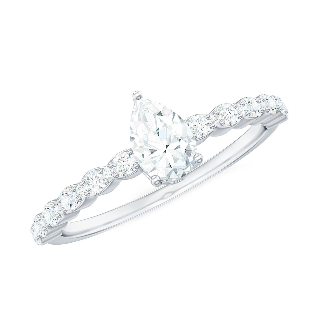 Pear Shape Solitaire Moissanite Promise Ring For Her