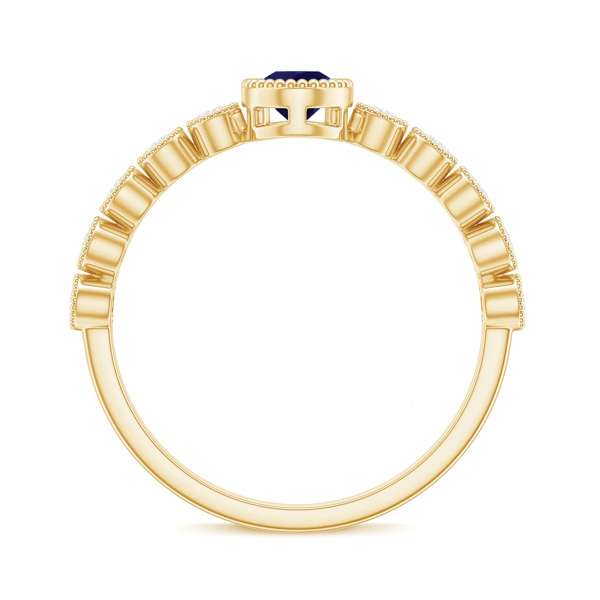 Pear Cut Blue Sapphire Solitaire Ring with Diamond Accent