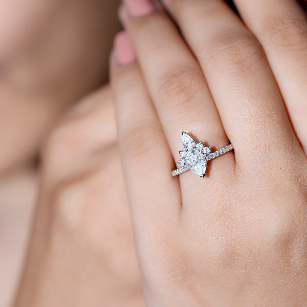 1.50 Ct Pear Shape Moissanite Crown Engagement Ring