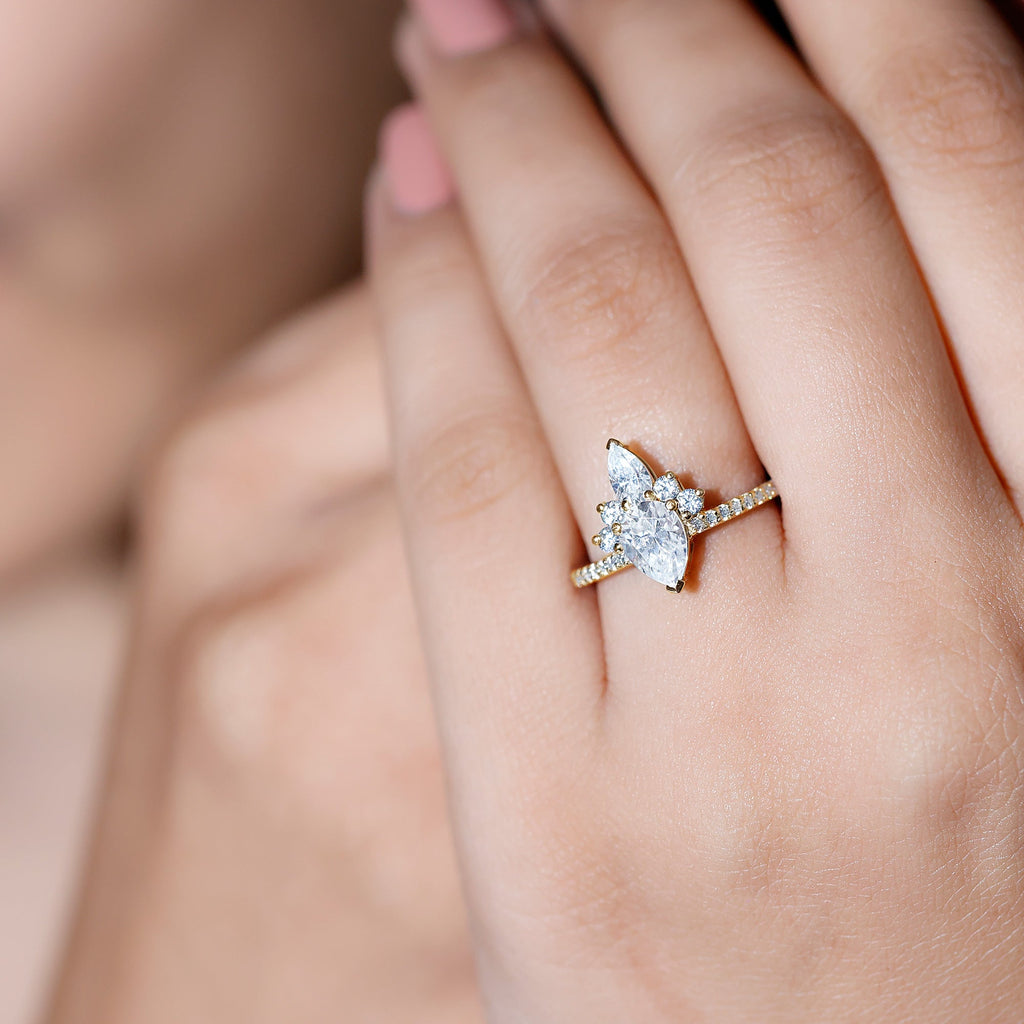 1.50 Ct Pear Shape Moissanite Crown Engagement Ring