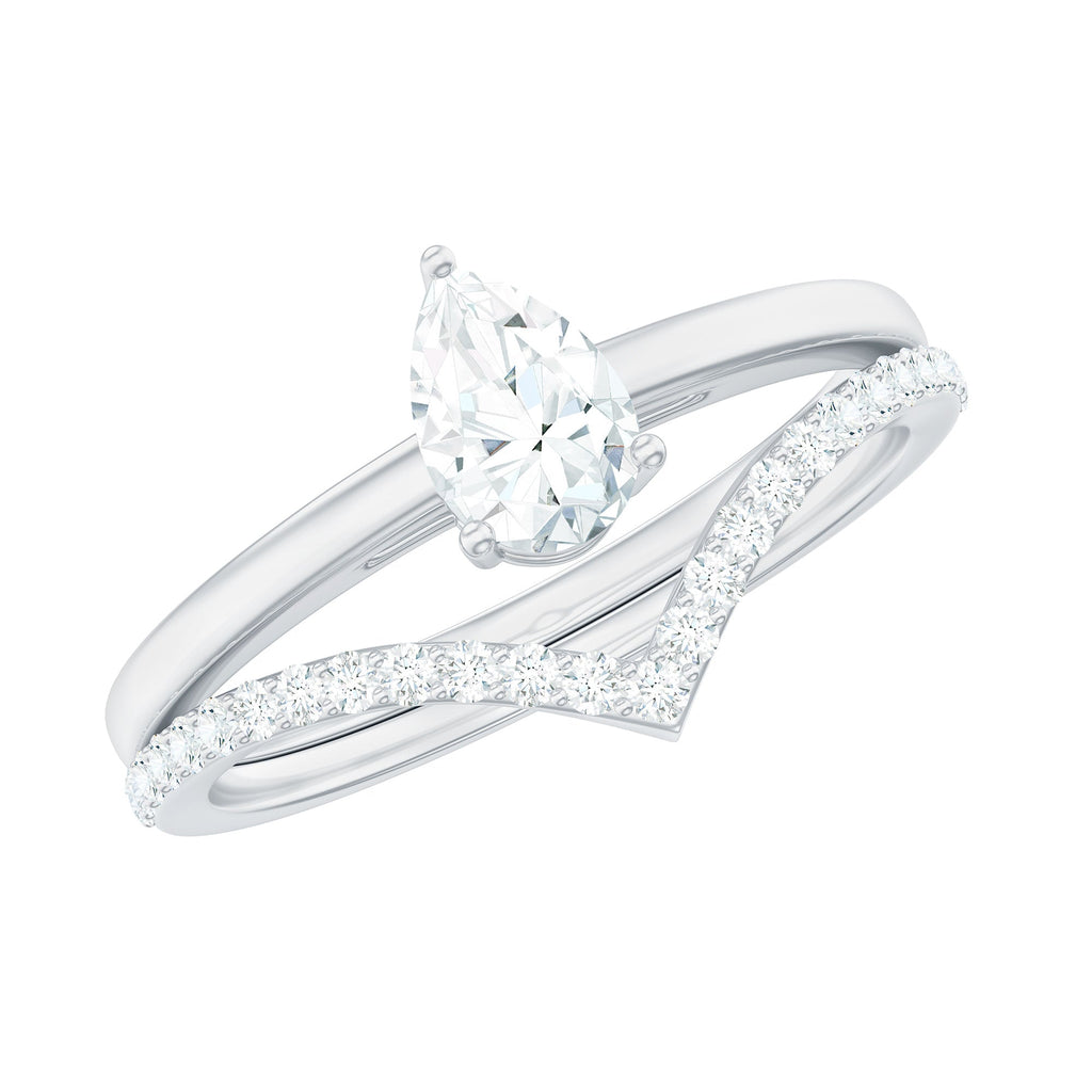 Pear Cut Solitaire Moissanite Engagement Ring with Enhancer