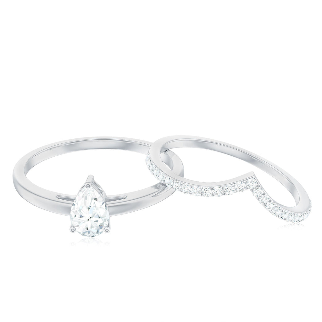 Pear Cut Solitaire Moissanite Engagement Ring with Enhancer