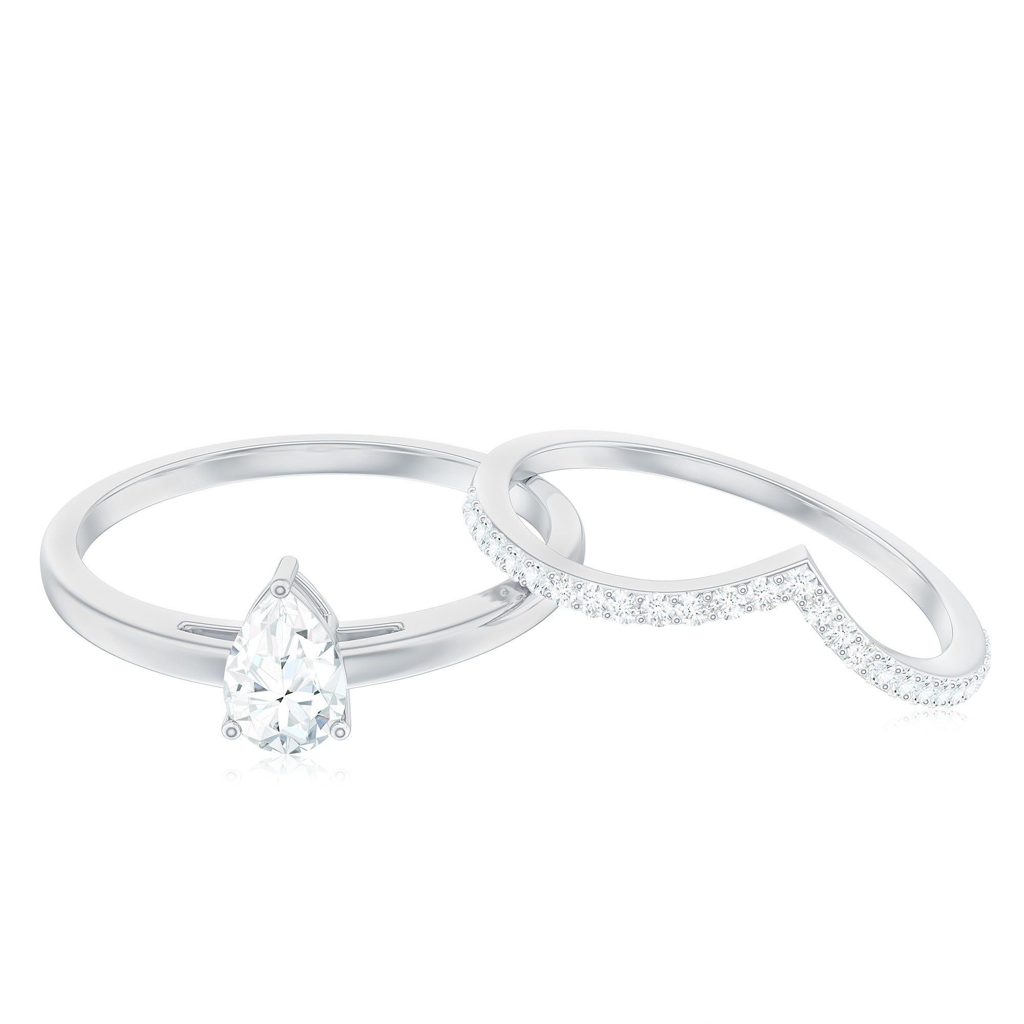 Pear Cut Solitaire Moissanite Engagement Ring with Enhancer