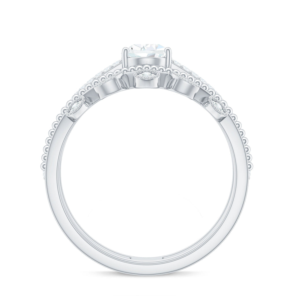 1.50 CT Pear Cut Solitaire Zircon Wedding Ring Set in Gold