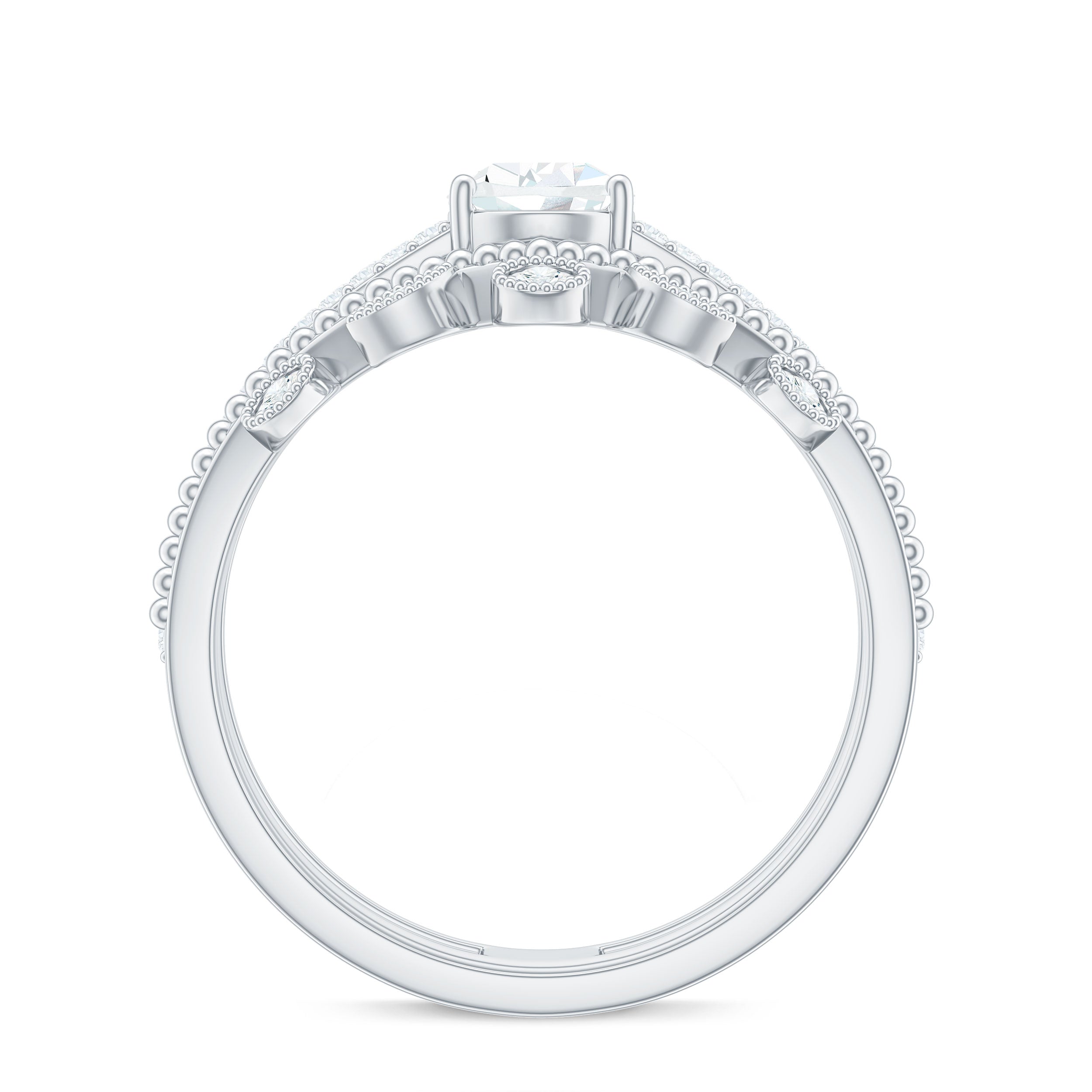 1.50 CT Pear Cut Solitaire Zircon Wedding Ring Set in Gold