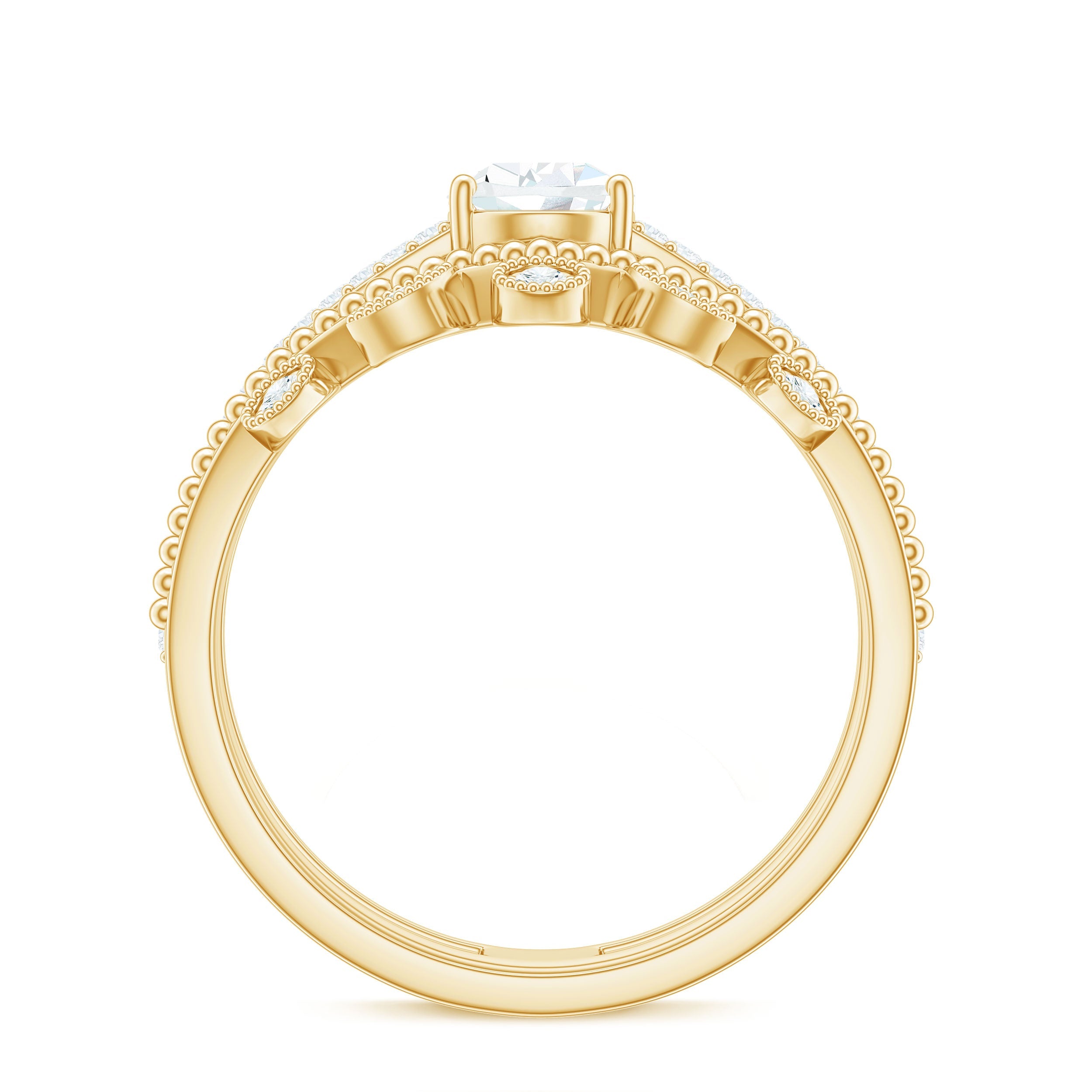 1.50 CT Pear Cut Solitaire Zircon Wedding Ring Set in Gold