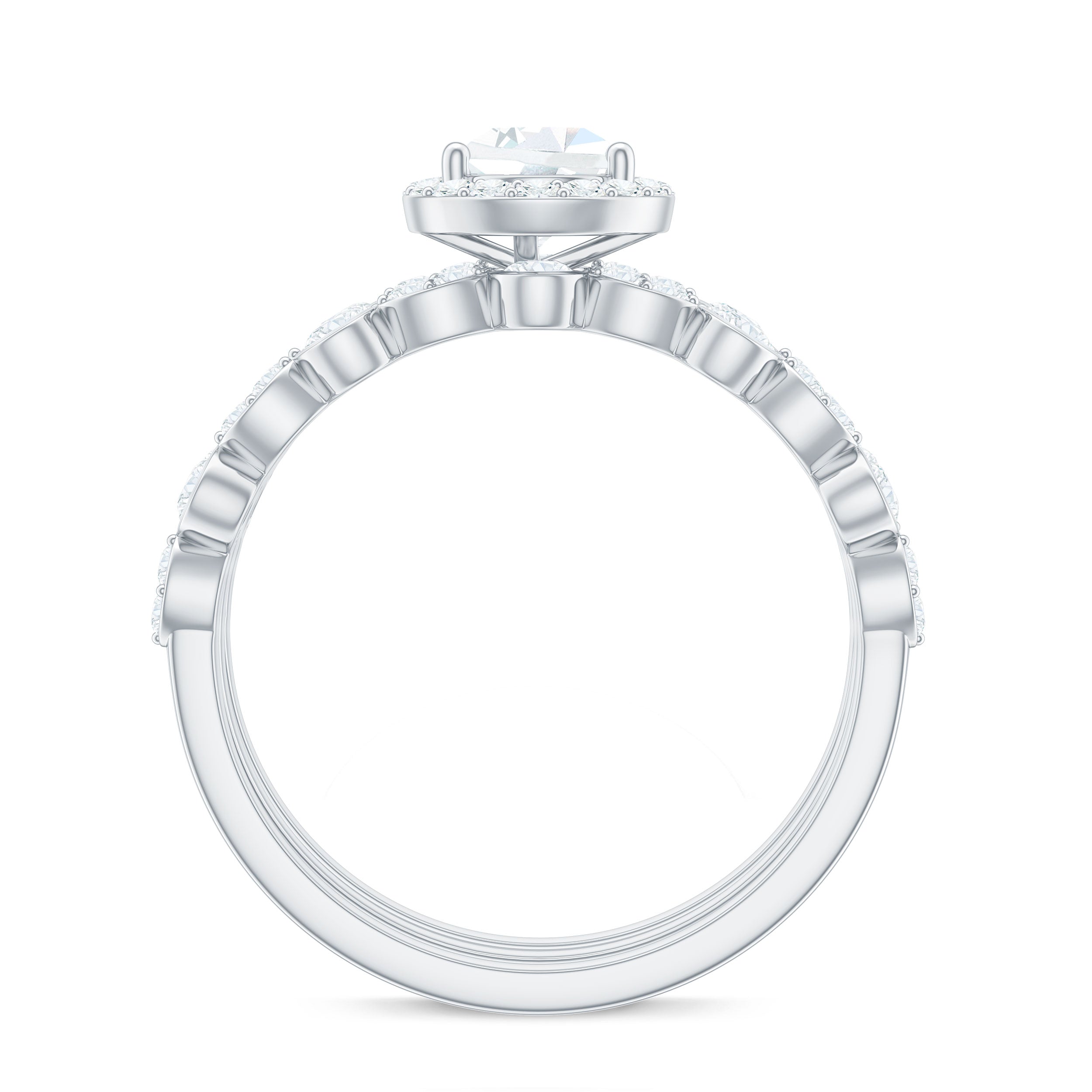 2.25 CT Teardrop Zircon Trio Wedding Ring Set in Gold