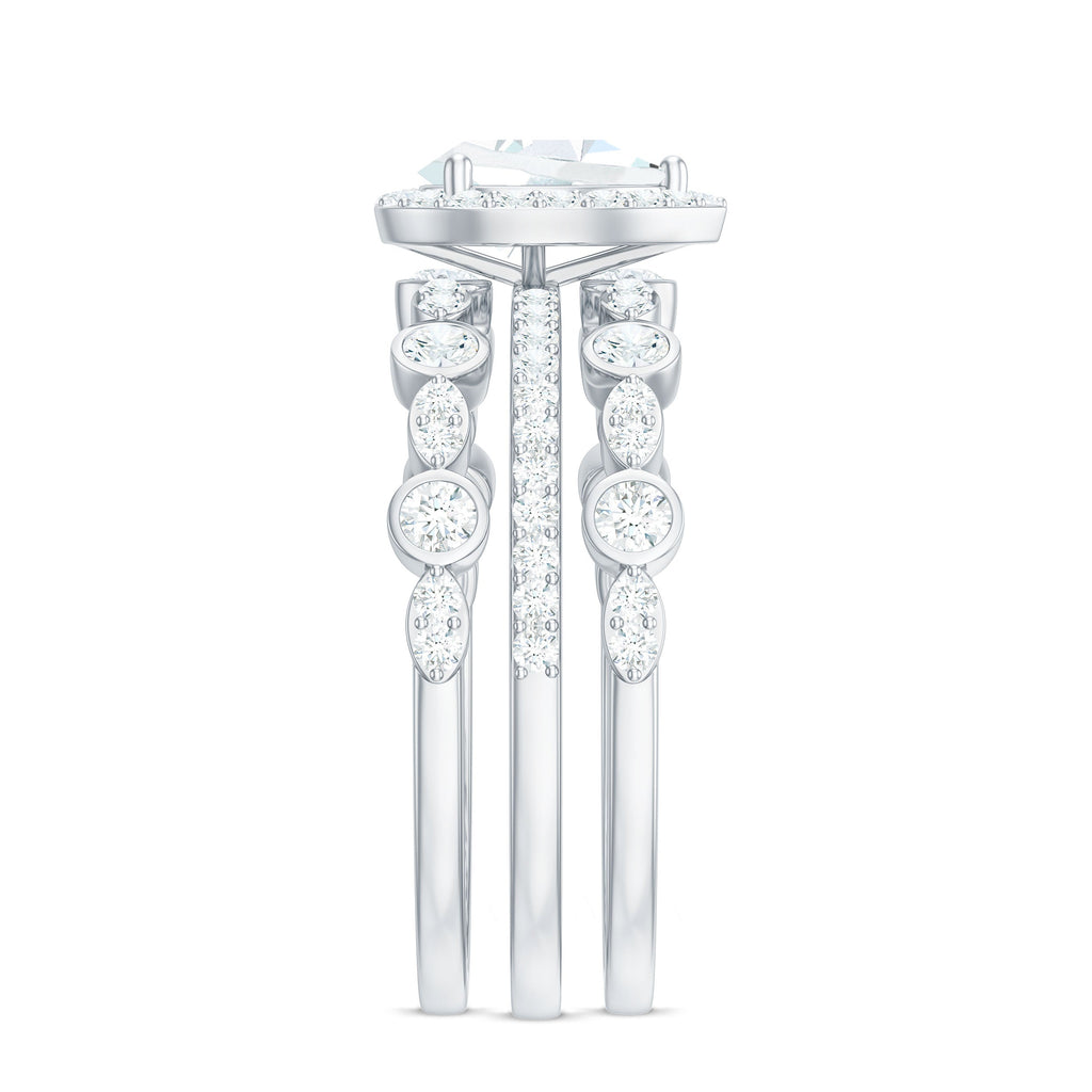 2.25 CT Teardrop Zircon Trio Wedding Ring Set in Gold
