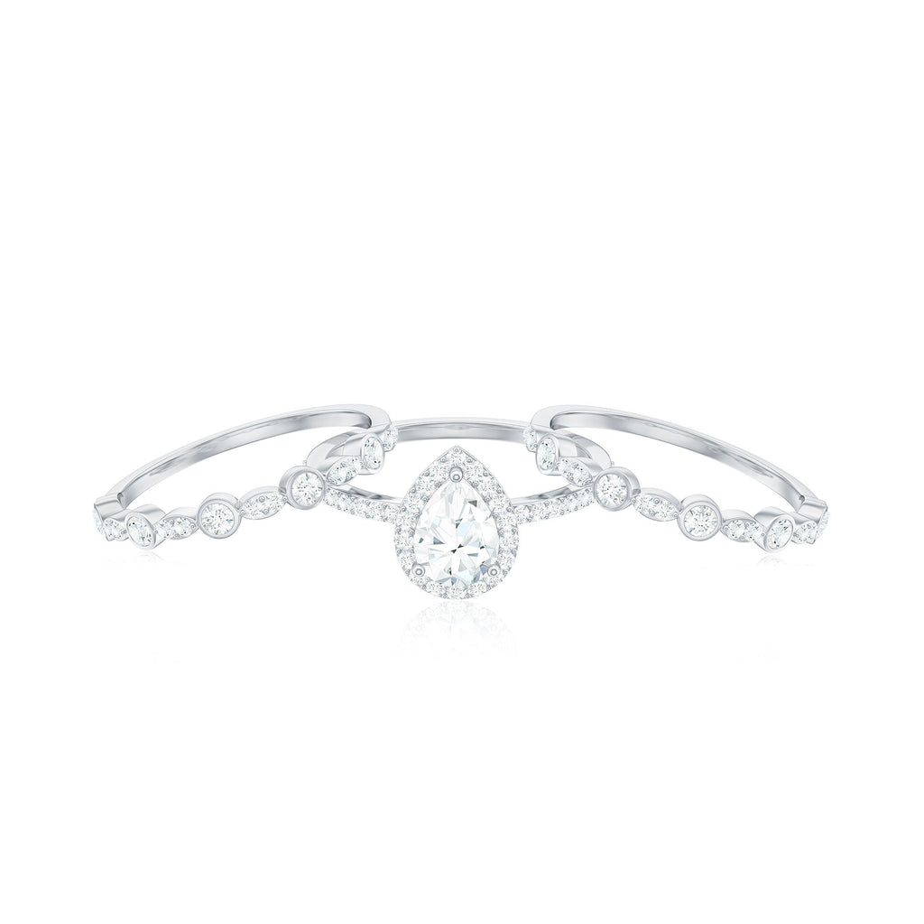 2.25 CT Teardrop Zircon Trio Wedding Ring Set in Gold