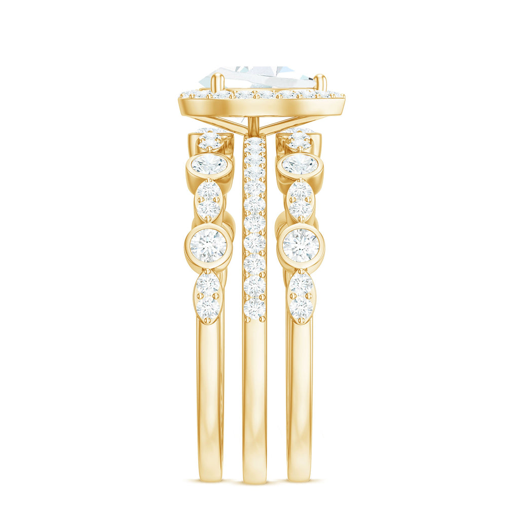 2.25 CT Teardrop Zircon Trio Wedding Ring Set in Gold