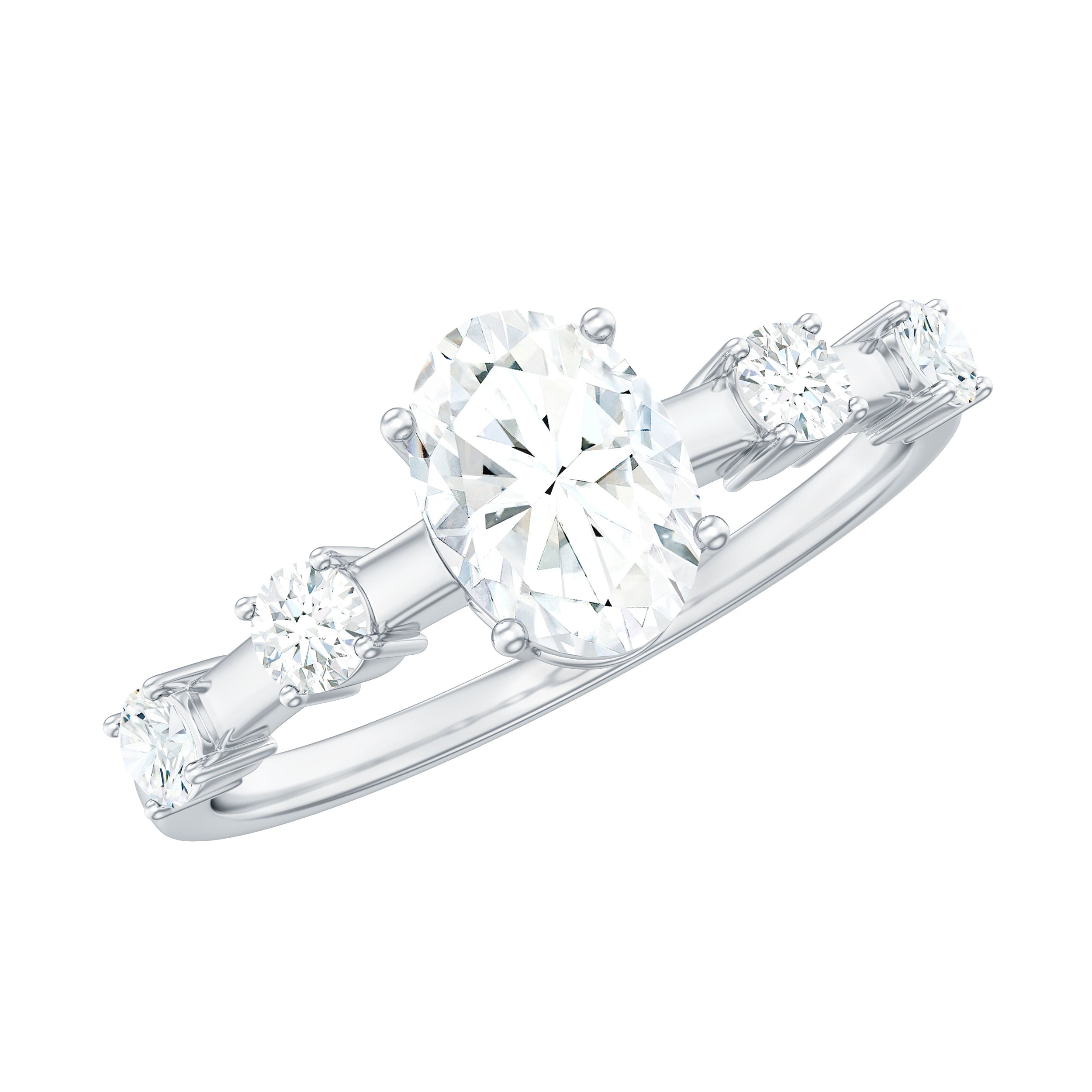 1.75 CT Oval Zircon Solitaire Engagement Ring in Gold