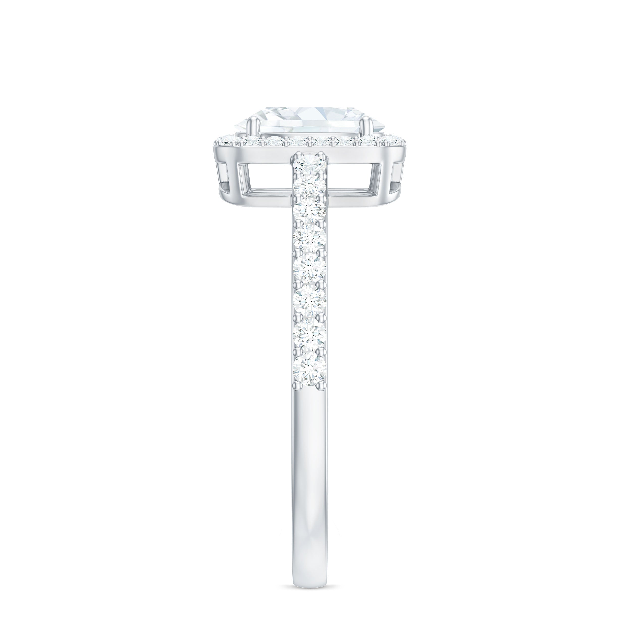 2 CT Oval Cut Zircon Halo Engagement Ring with Side Stones