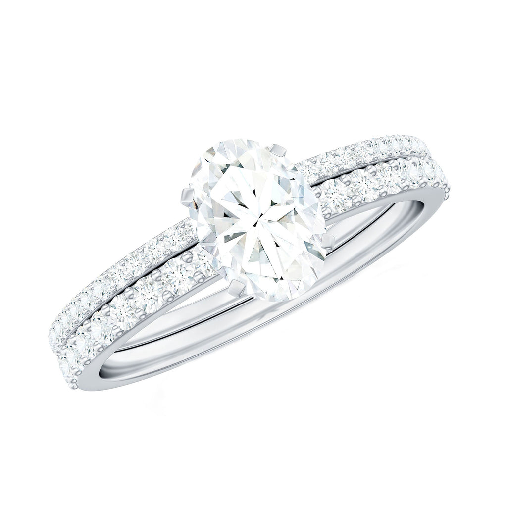 Oval Shaped Moissanite Engagement Ring with Wedding Band Set