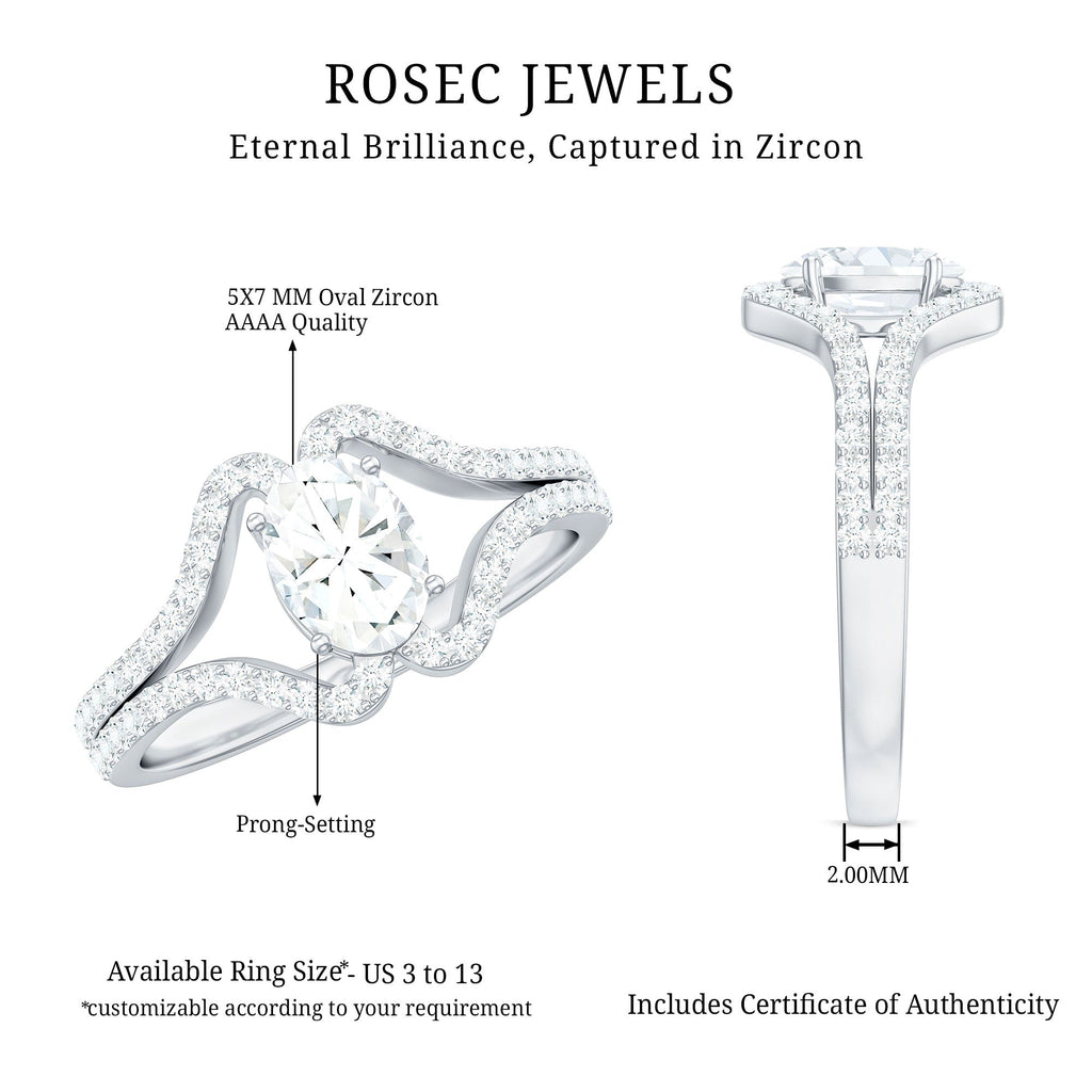 2.25 CT Oval Cut Zircon Engagement Ring with Split Shank