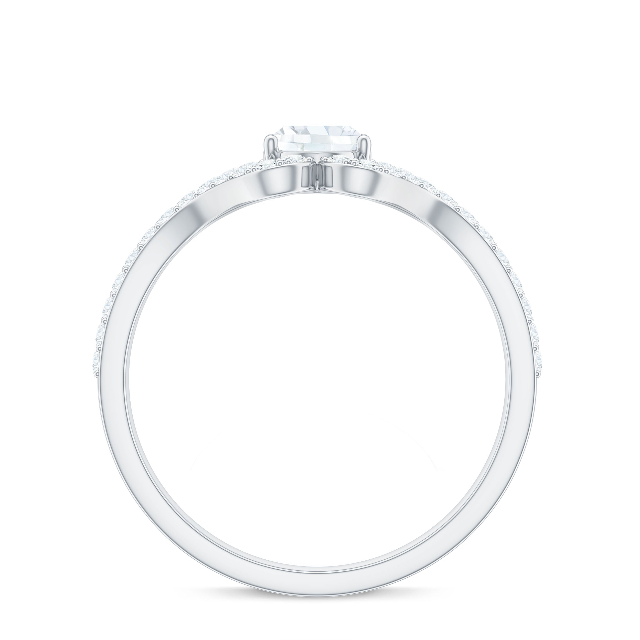 2.25 CT Oval Cut Zircon Engagement Ring with Split Shank