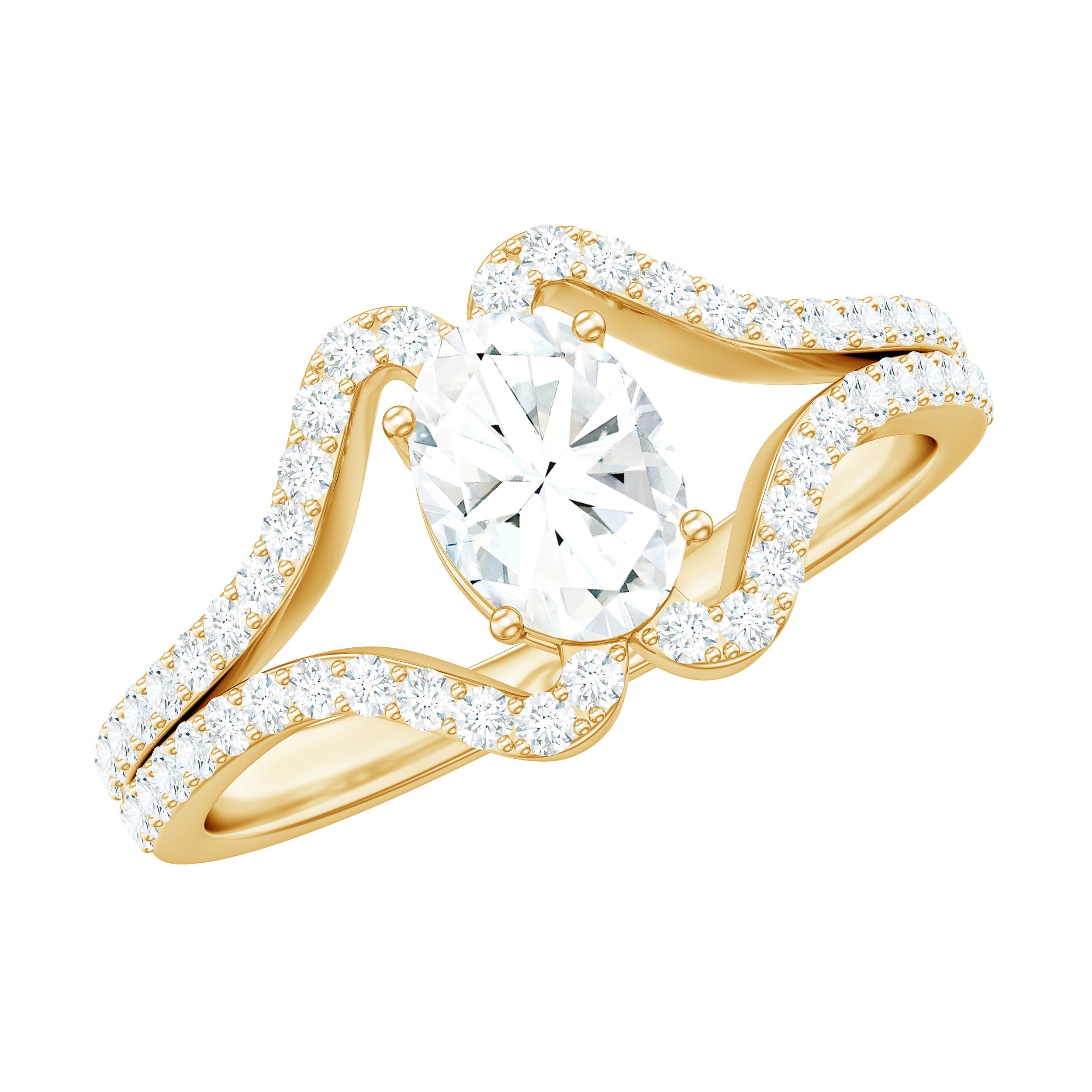 2.25 CT Oval Cut Zircon Engagement Ring with Split Shank
