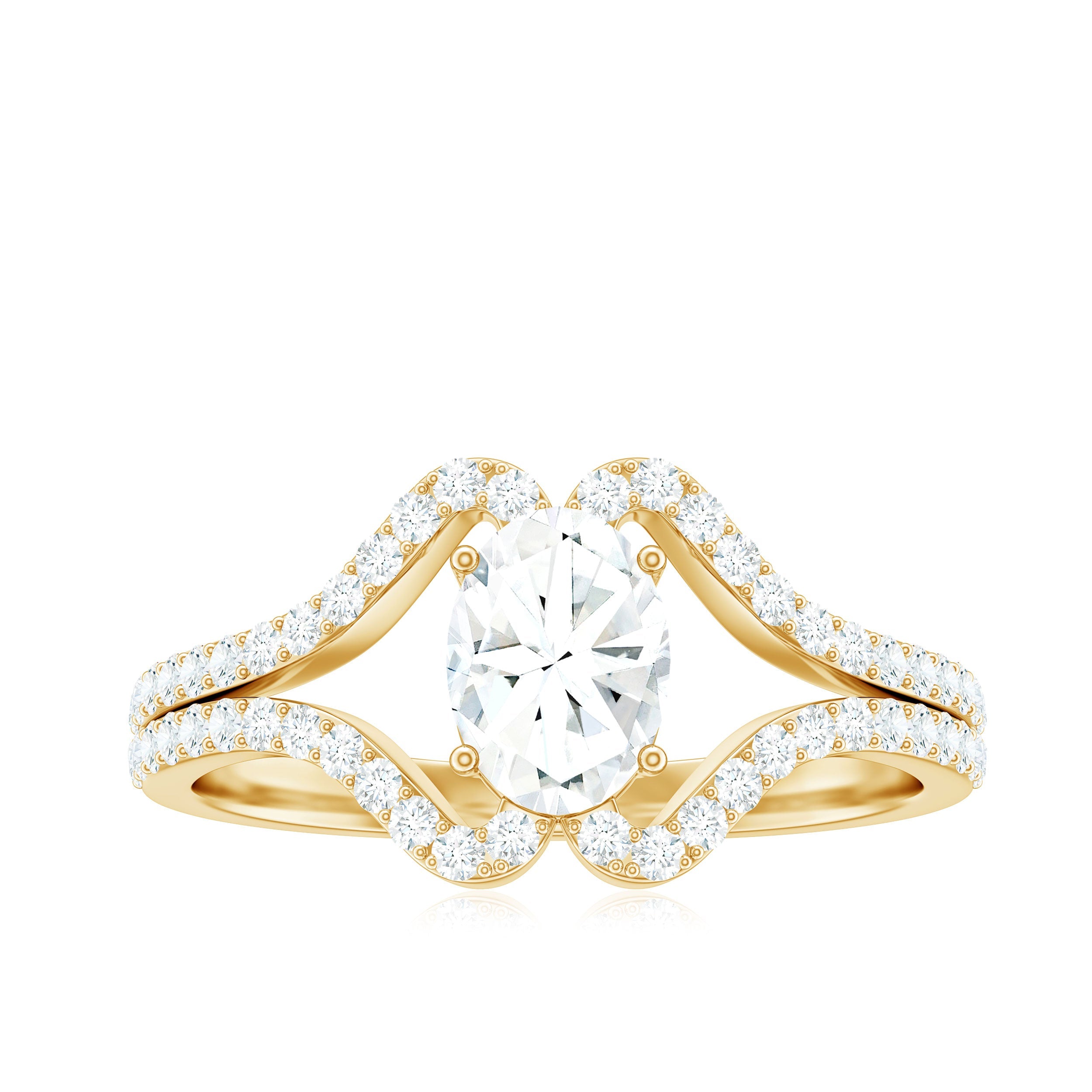 2.25 CT Oval Cut Zircon Engagement Ring with Split Shank