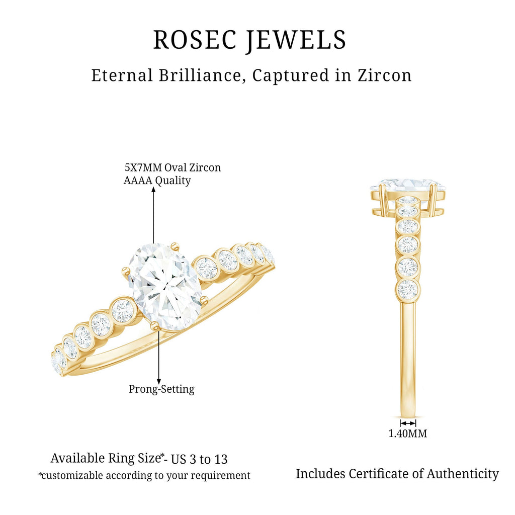 1.75 CT Prong Set Oval Cubic Zirconia Solitaire Engagement Ring