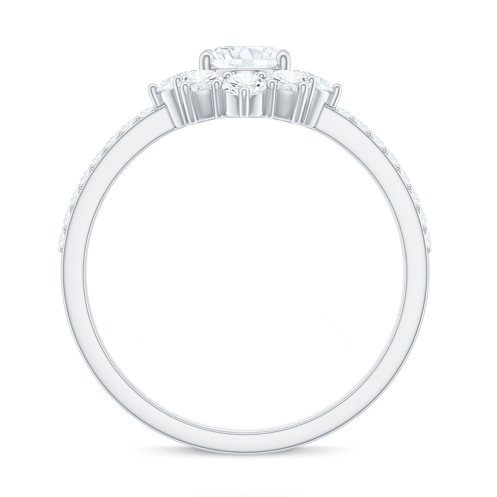 2 CT Oval Cubic Zirconia Engagement Ring with Half Halo