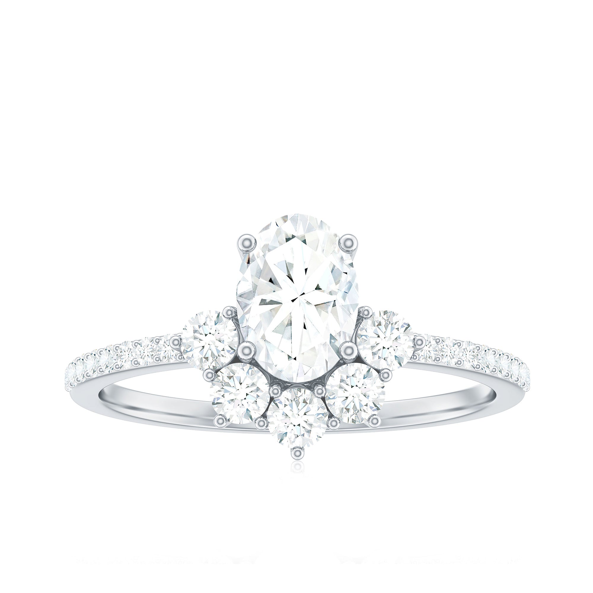 2 CT Oval Cubic Zirconia Engagement Ring with Half Halo