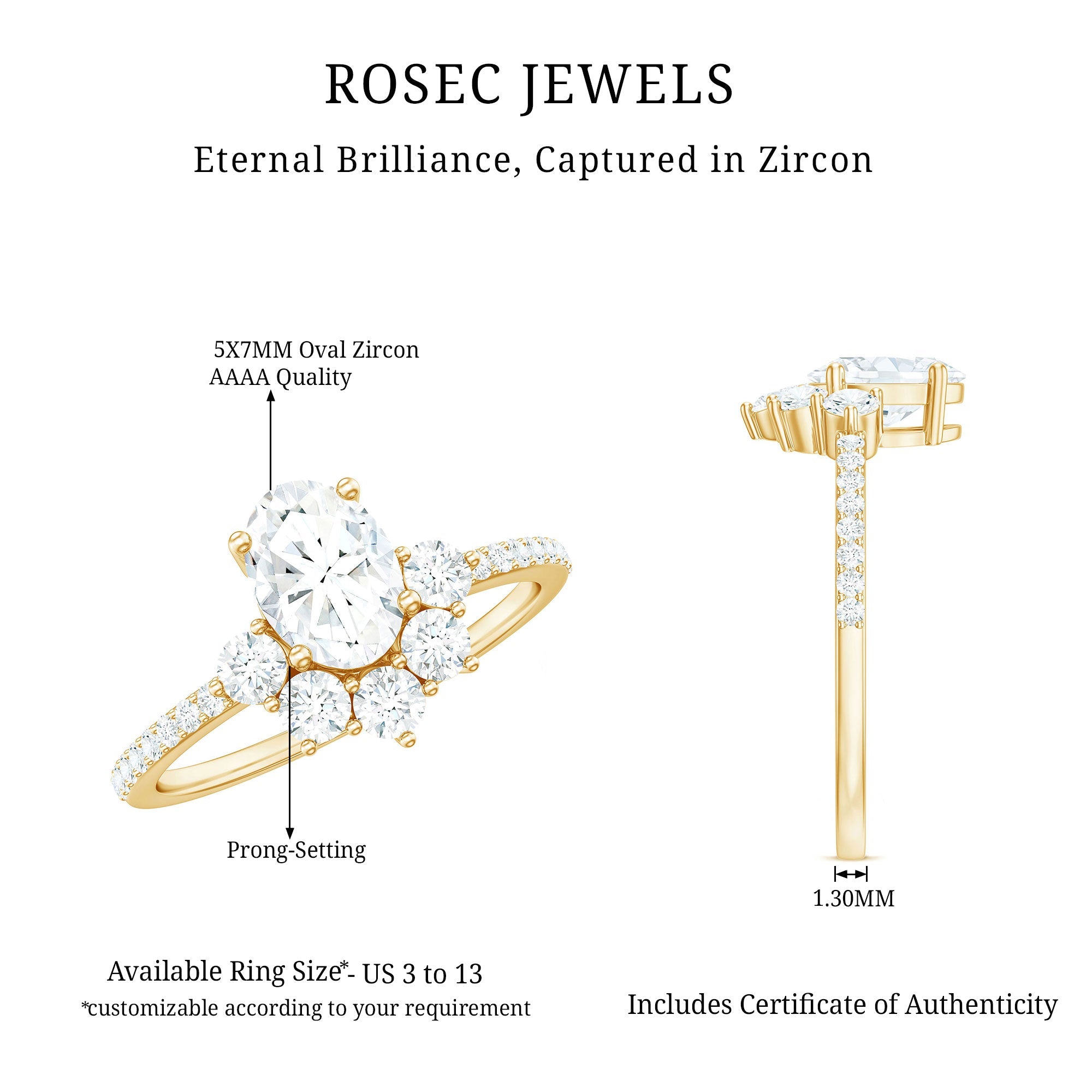 2 CT Oval Cubic Zirconia Engagement Ring with Half Halo