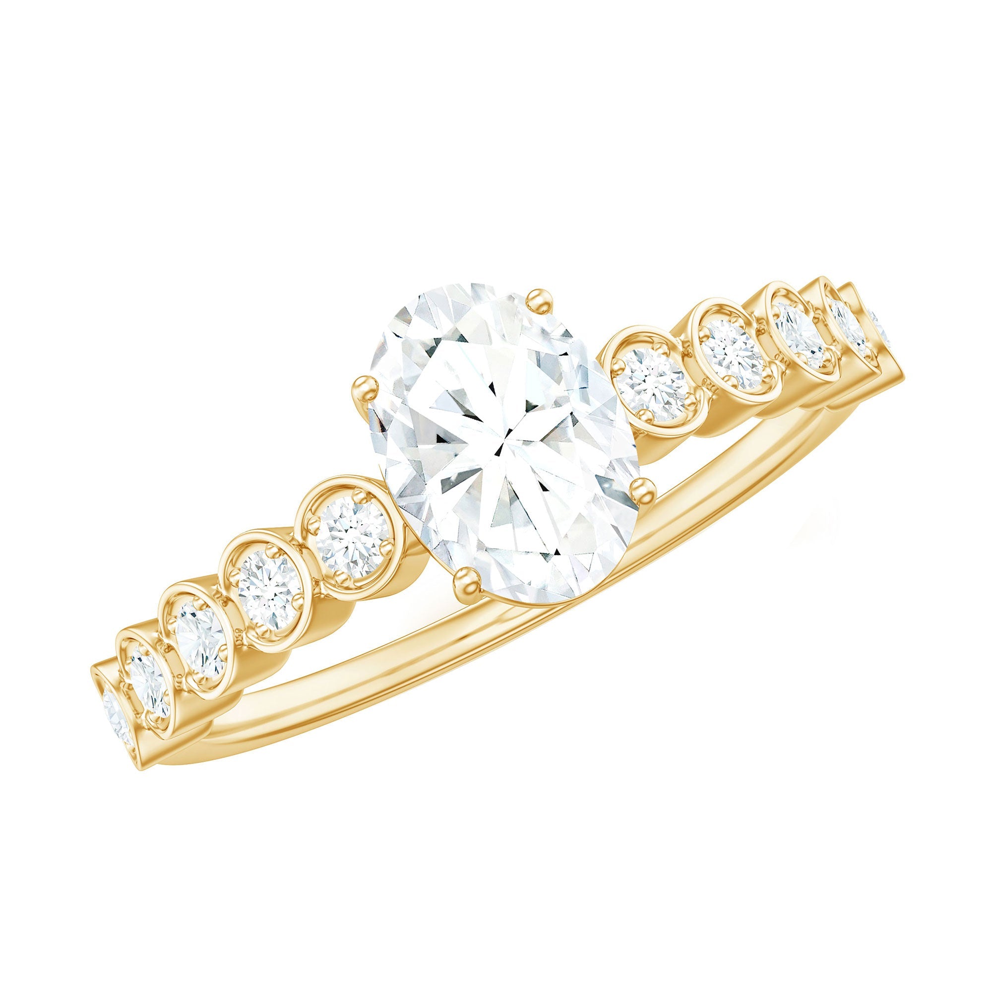 1.75 CT Prong Set Oval Cut Zircon Solitaire Engagement Ring