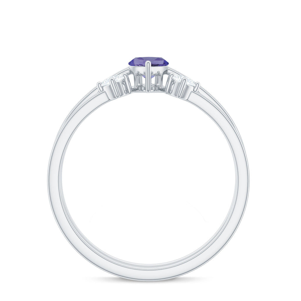 Natural Marquise Tanzanite Diamond Promise Ring Set of 2