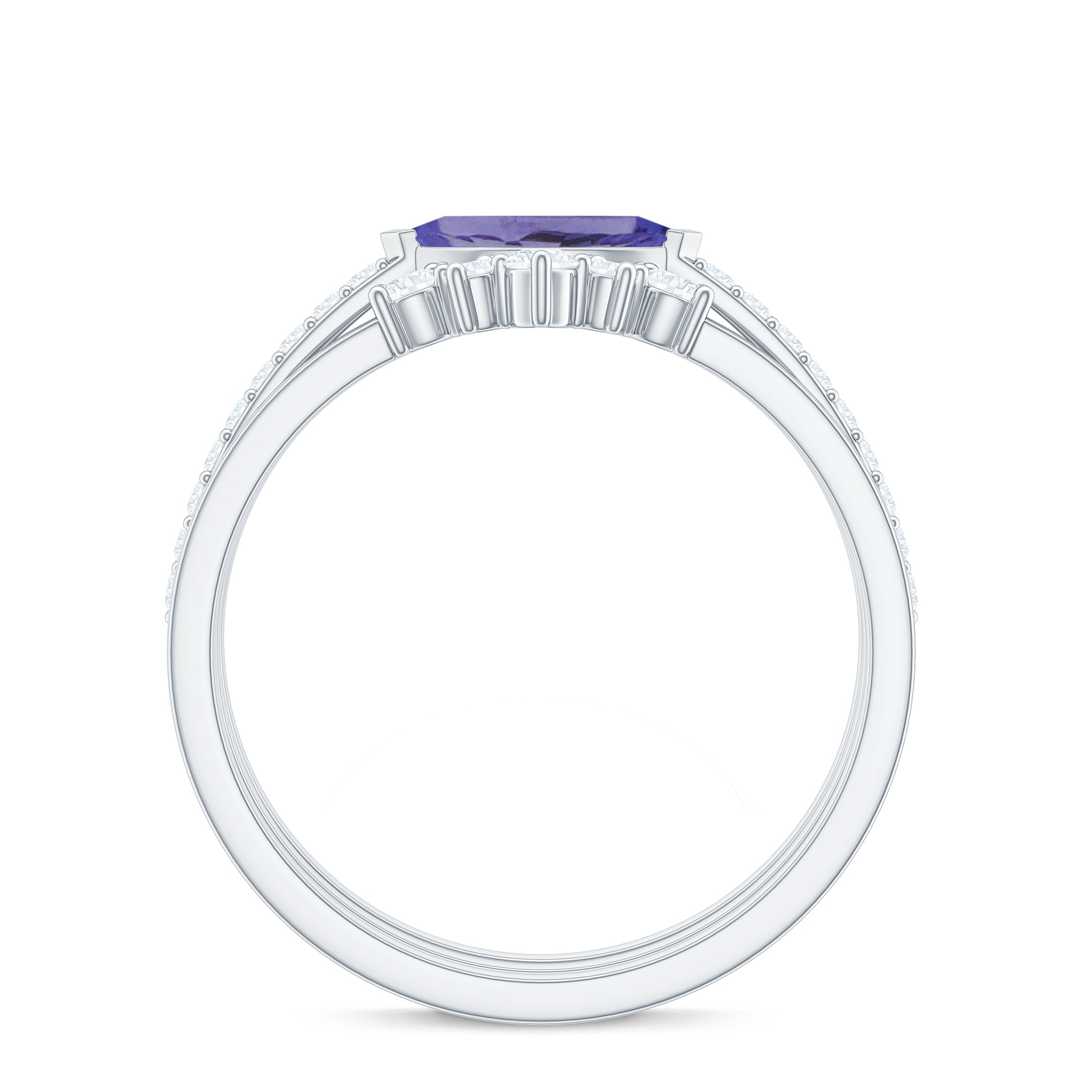 Certified Real Marquise Tanzanite 3 Piece Wedding Ring Set with Diamond