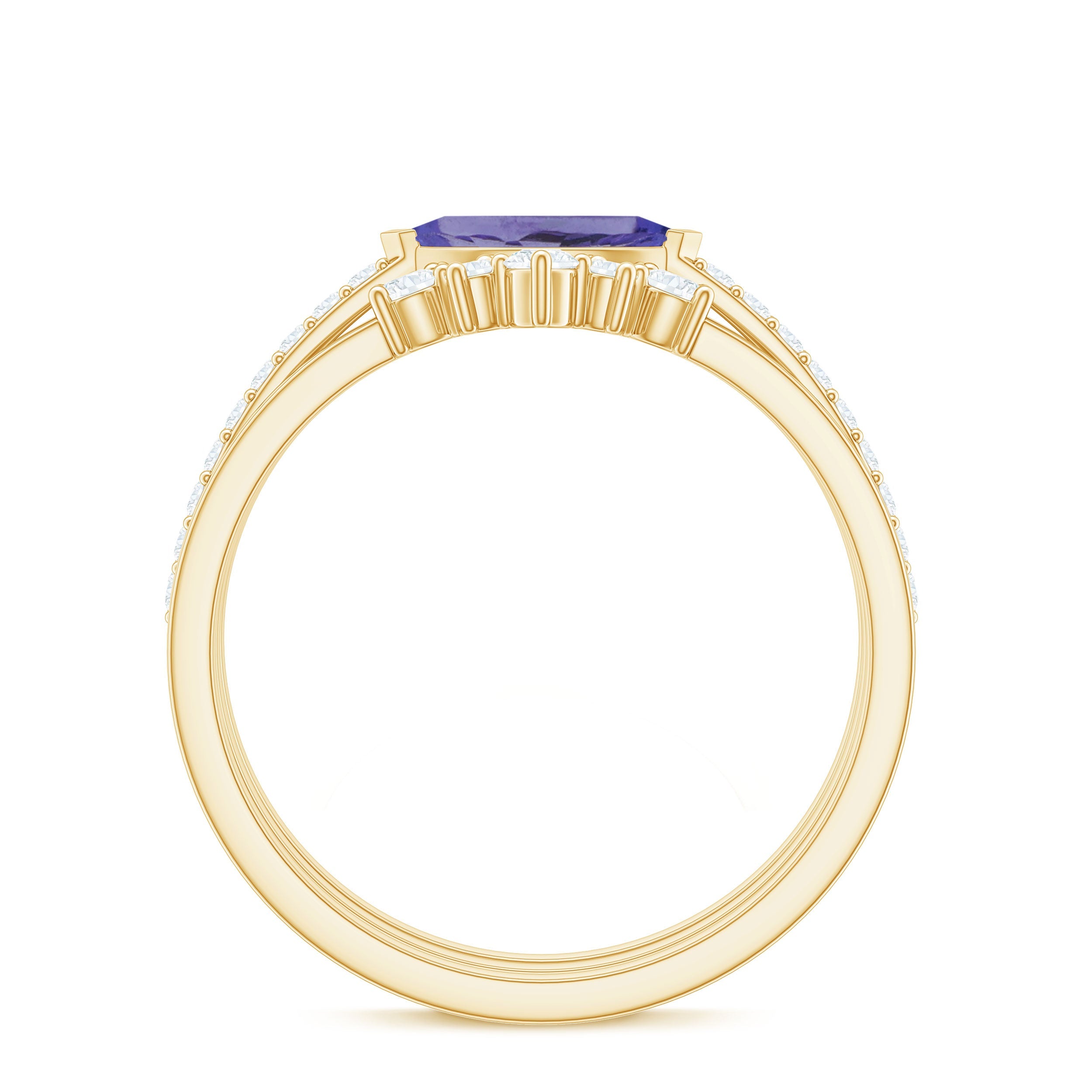 Certified Real Marquise Tanzanite 3 Piece Wedding Ring Set with Diamond