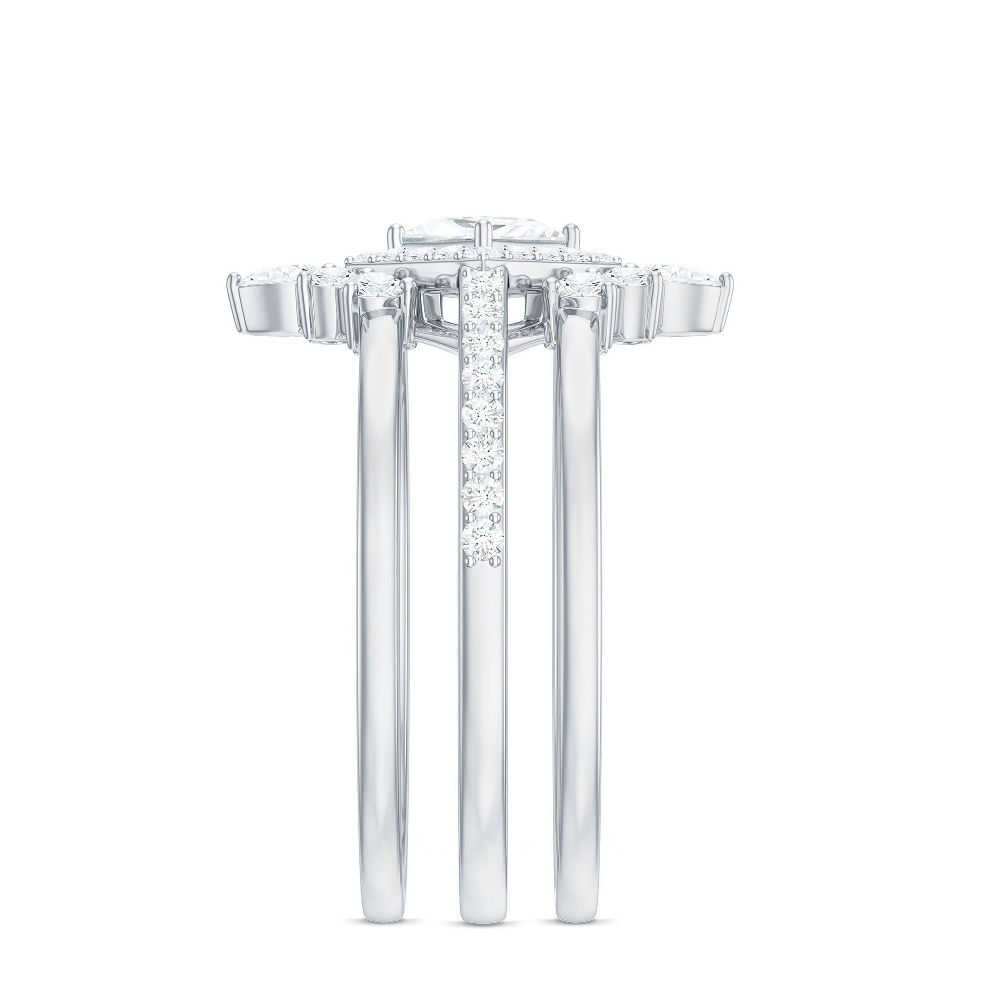 1.25 CT Princess Cut Zircon Trio Wedding Ring Set in Gold
