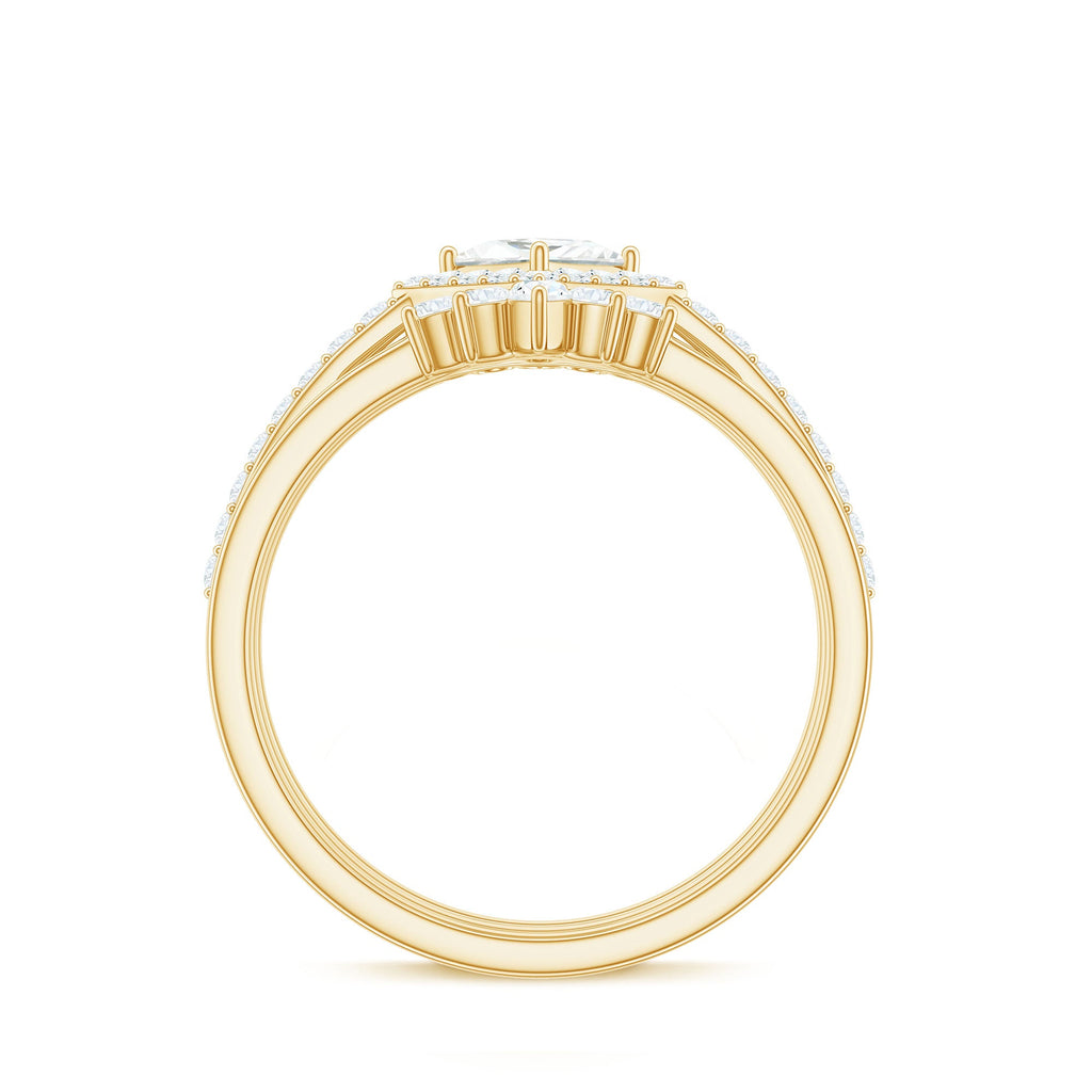 1.25 CT Princess Cut Zircon Trio Wedding Ring Set in Gold