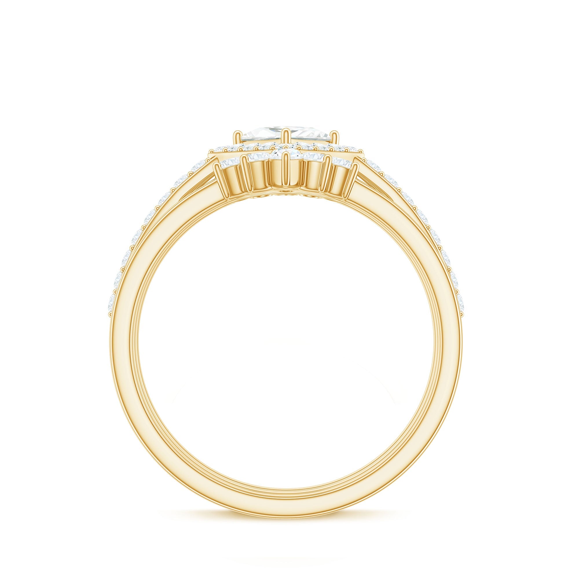 1.25 CT Princess Cut Zircon Trio Wedding Ring Set in Gold